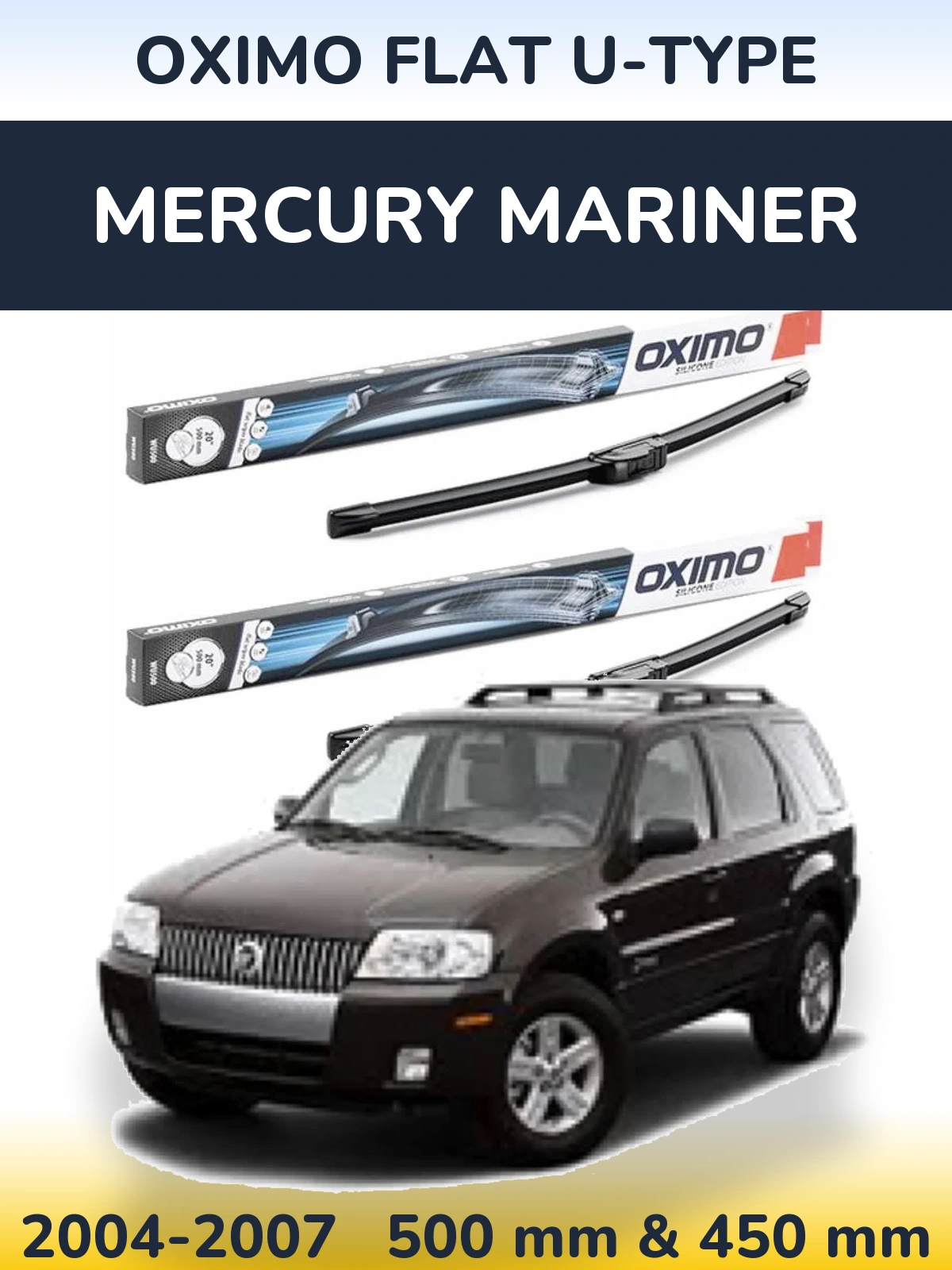 Комплект передних дворников Oximo Flat U-type 500 & 450 мм для Mercury Mariner 2004-2007