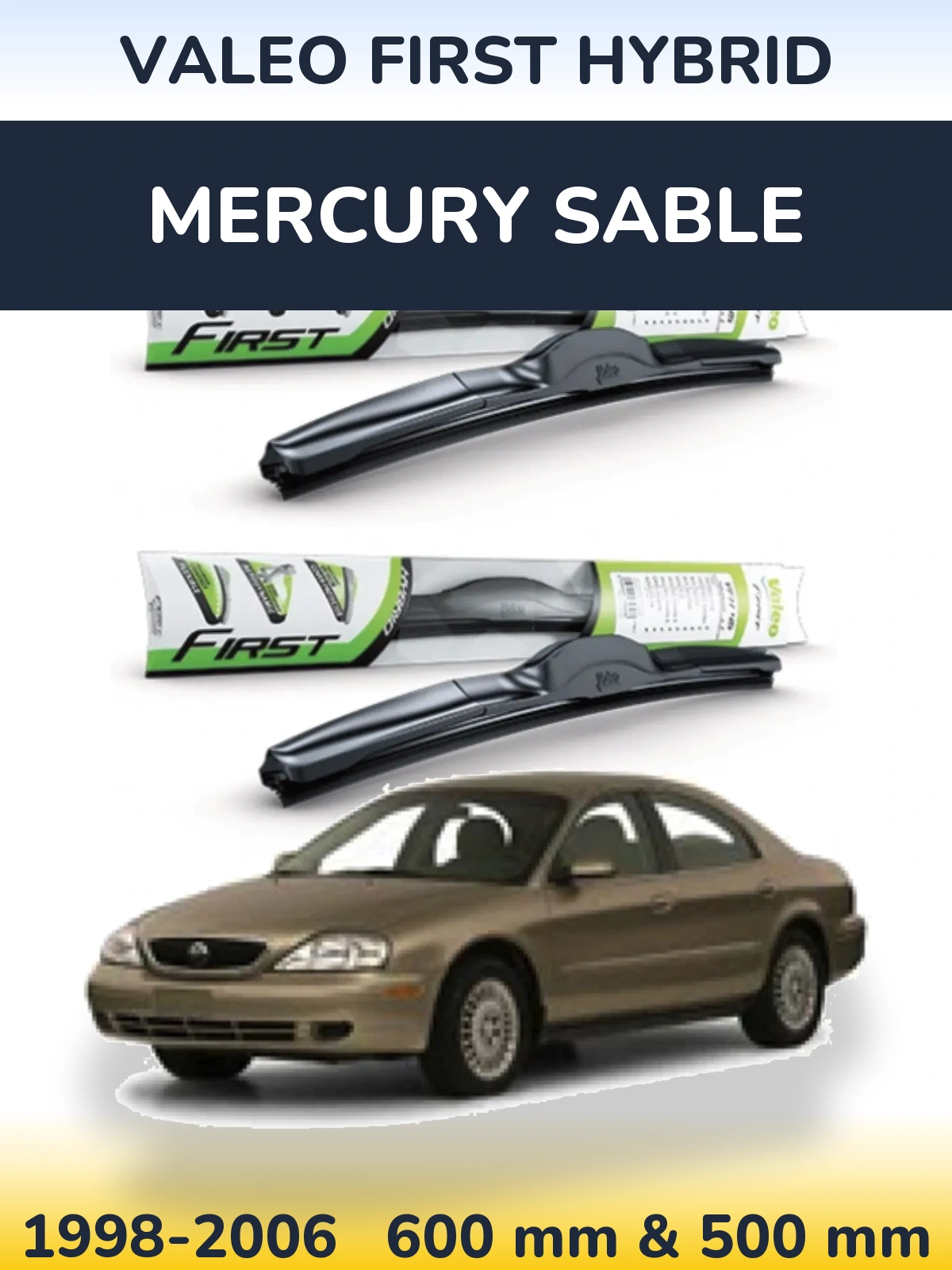Комплект передних дворников Valeo First Hybrid 600 & 500 мм для Mercury Sable 1998-2006