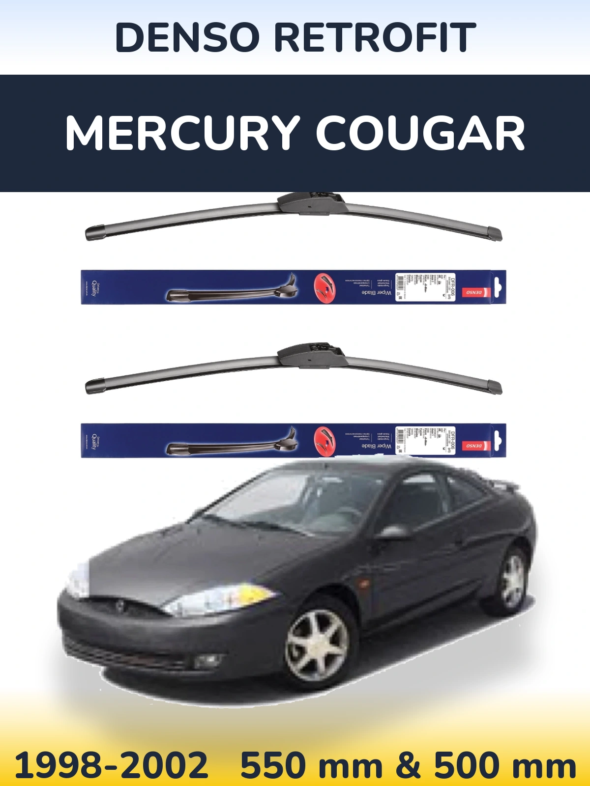 Komplet przednich wycieraczek Denso Retrofit 550 & 500 mm do Mercury Cougar 1998-2002
