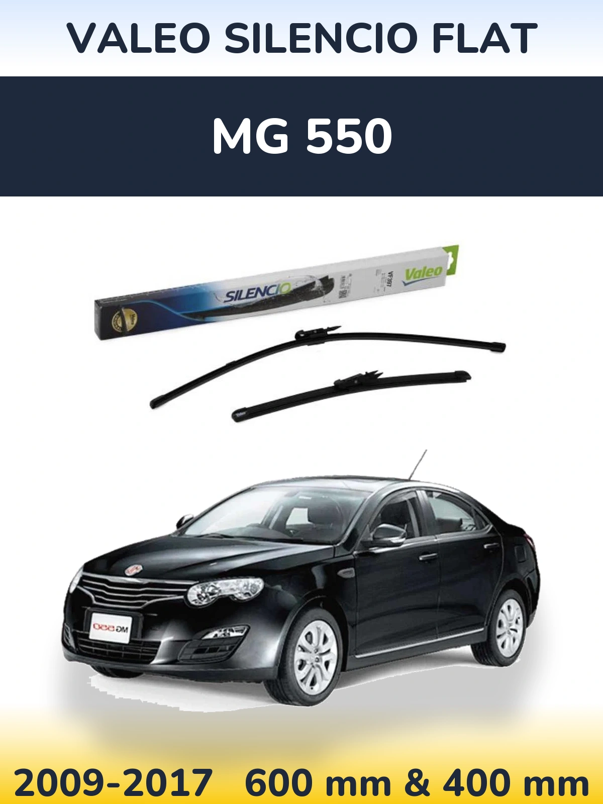 Комплект передних дворников Valeo Silencio Flat 600 & 380 мм для MG 550 2009-2017