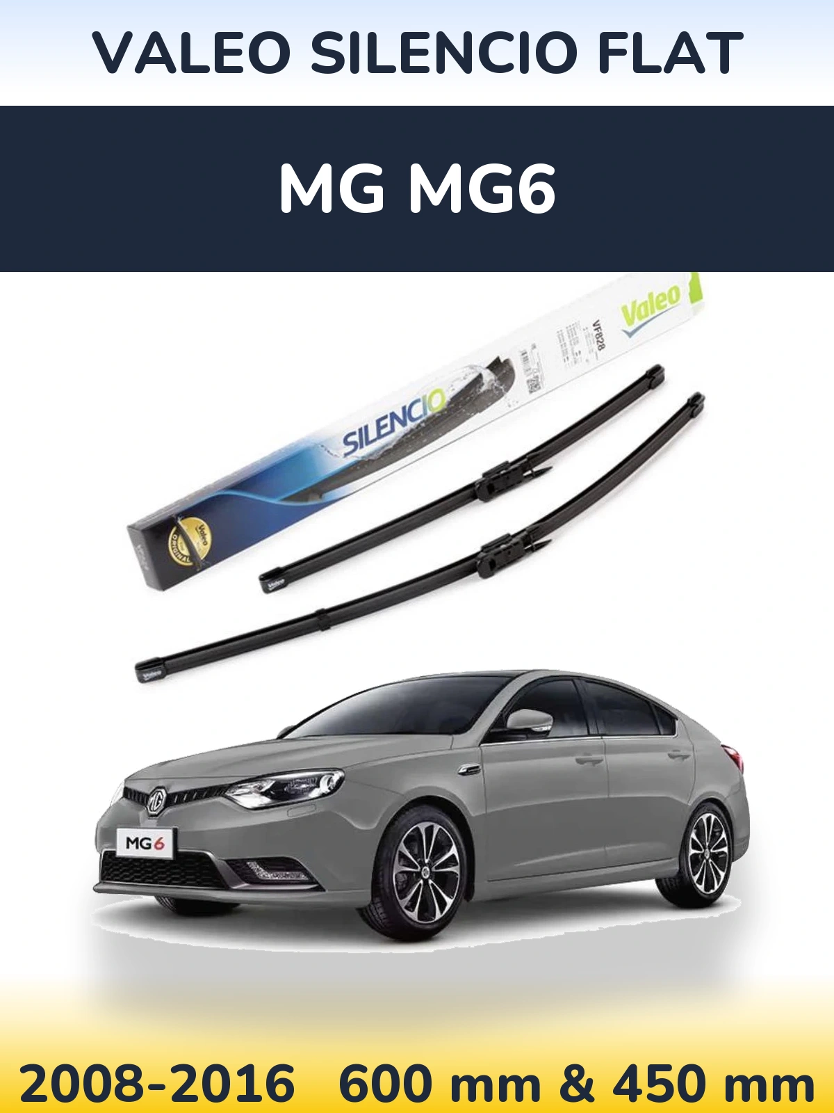 Комплект передних дворников Valeo Silencio Flat 600 & 450 мм для MG MG6 2008-2016