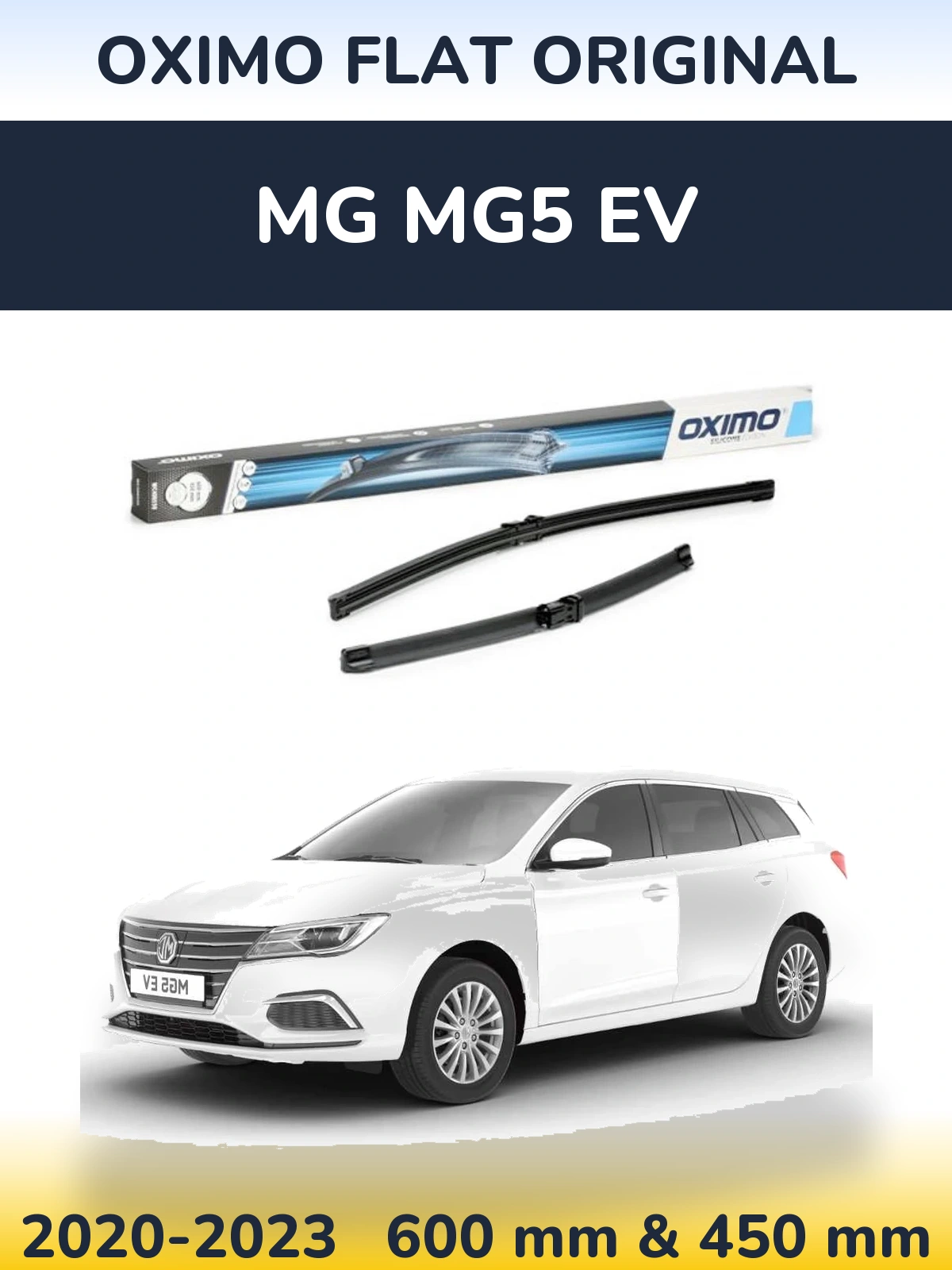 Комплект передних дворников Oximo Flat Original 600 & 450 мм для MG MG5 EV 2020-2023