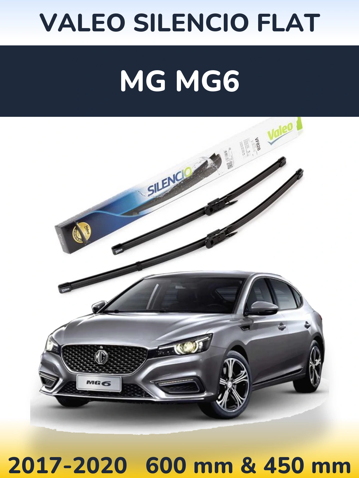 Komplet przednich wycieraczek Valeo Silencio Flat 600 & 450 mm do MG MG6 2017-2020