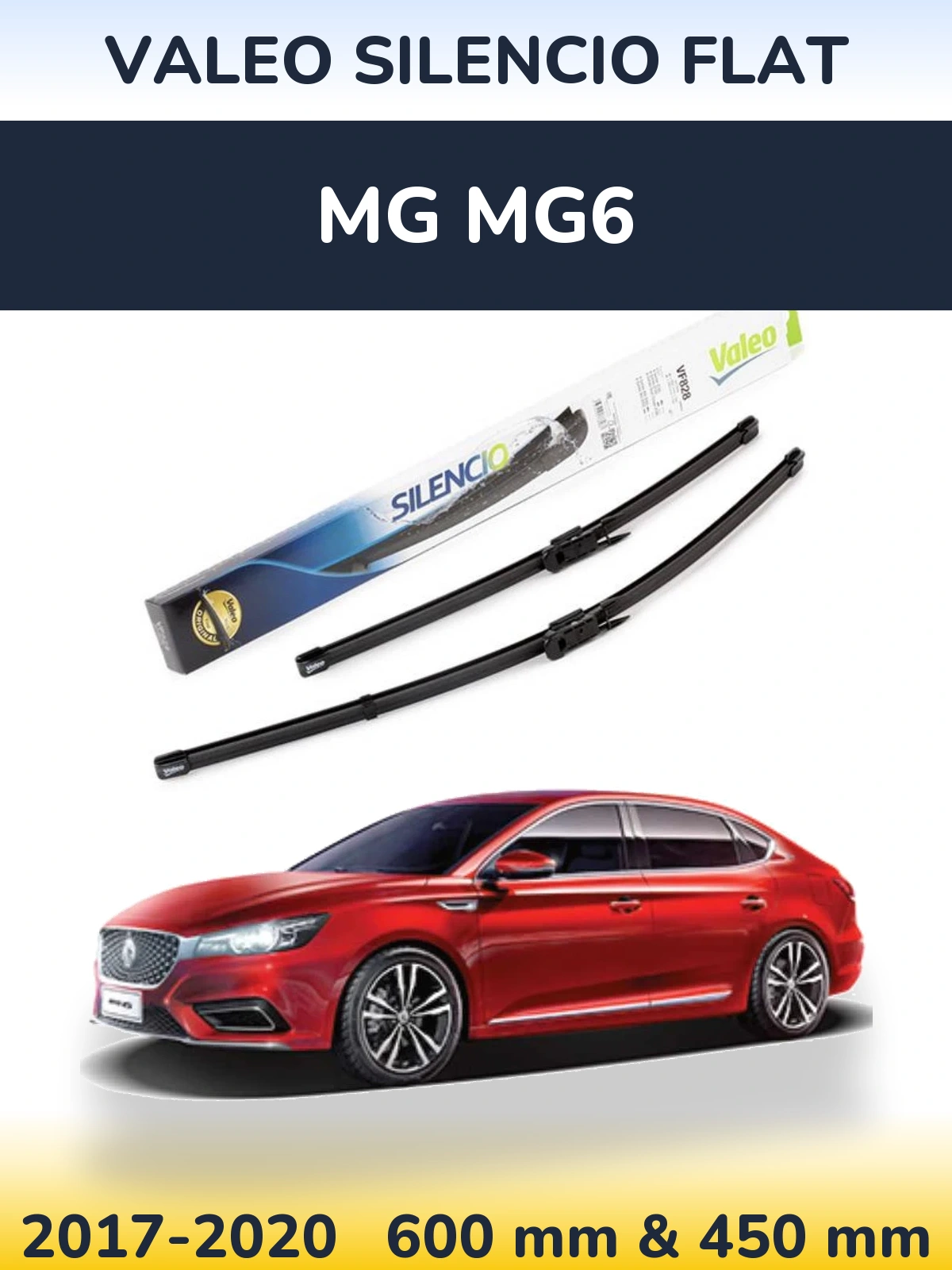 Комплект передних дворников Valeo Silencio Flat 600 & 450 мм для MG MG6 2017-2020