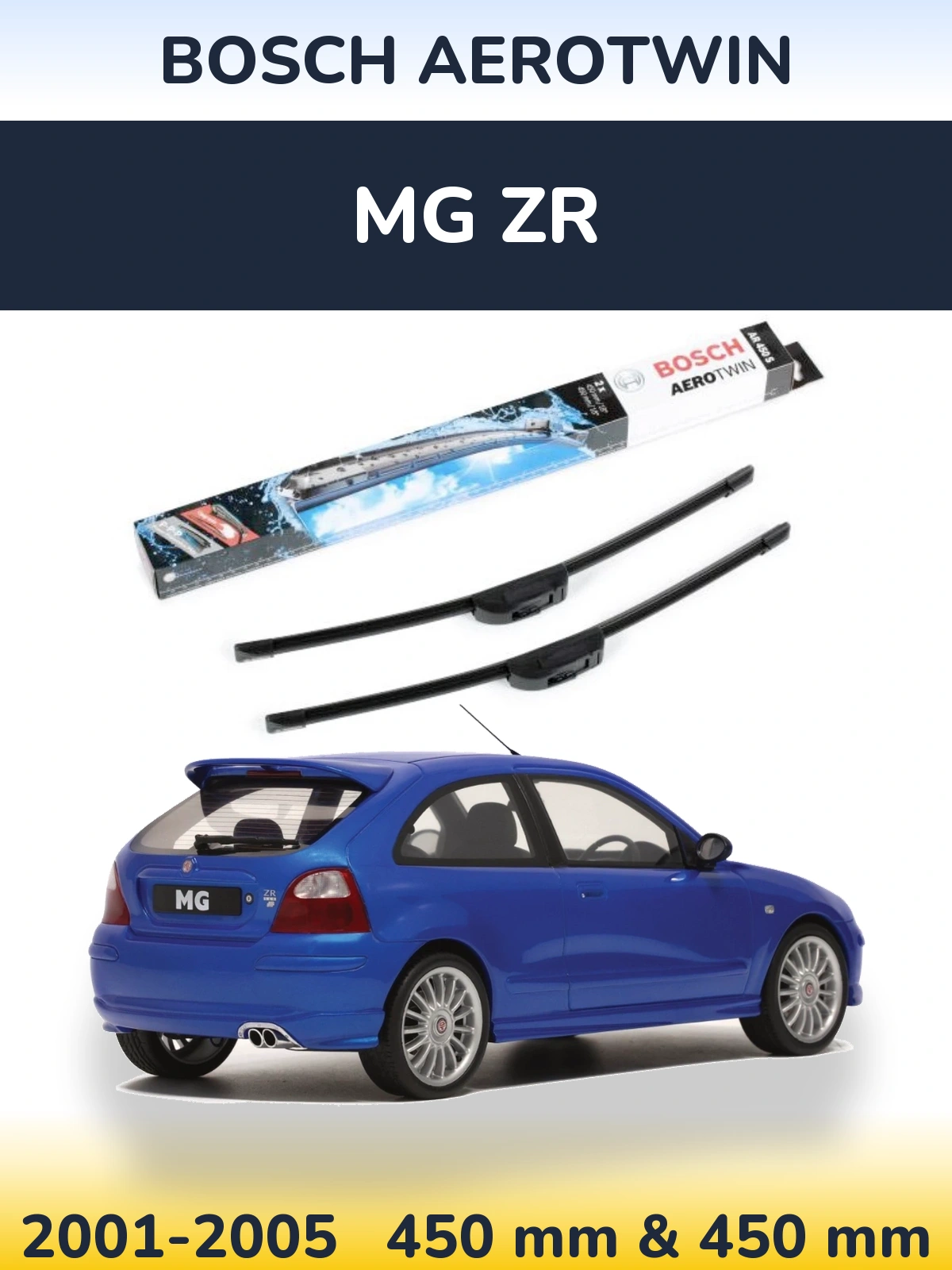 Komplet przednich wycieraczek BOSCH AeroTwin 450 & 450 mm do MG ZR 2001-2005