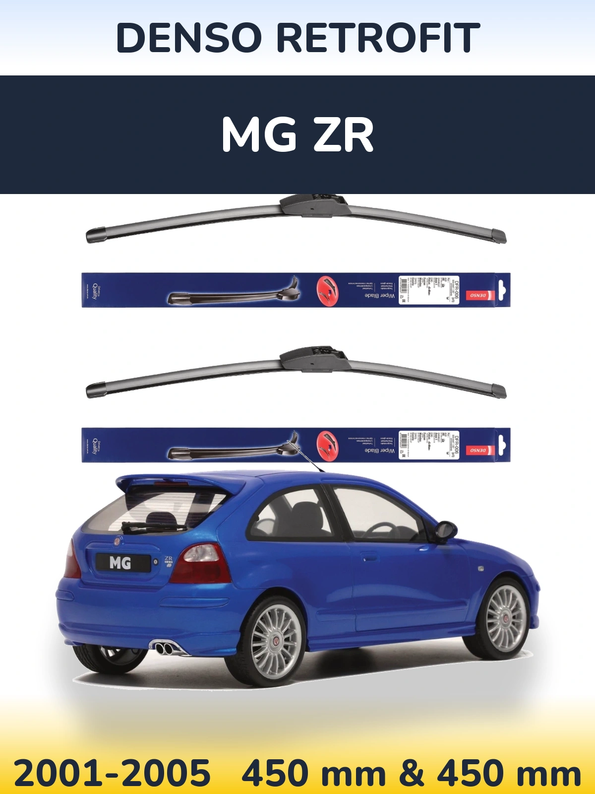Komplet przednich wycieraczek Denso Retrofit 450 & 450 mm do MG ZR 2001-2005