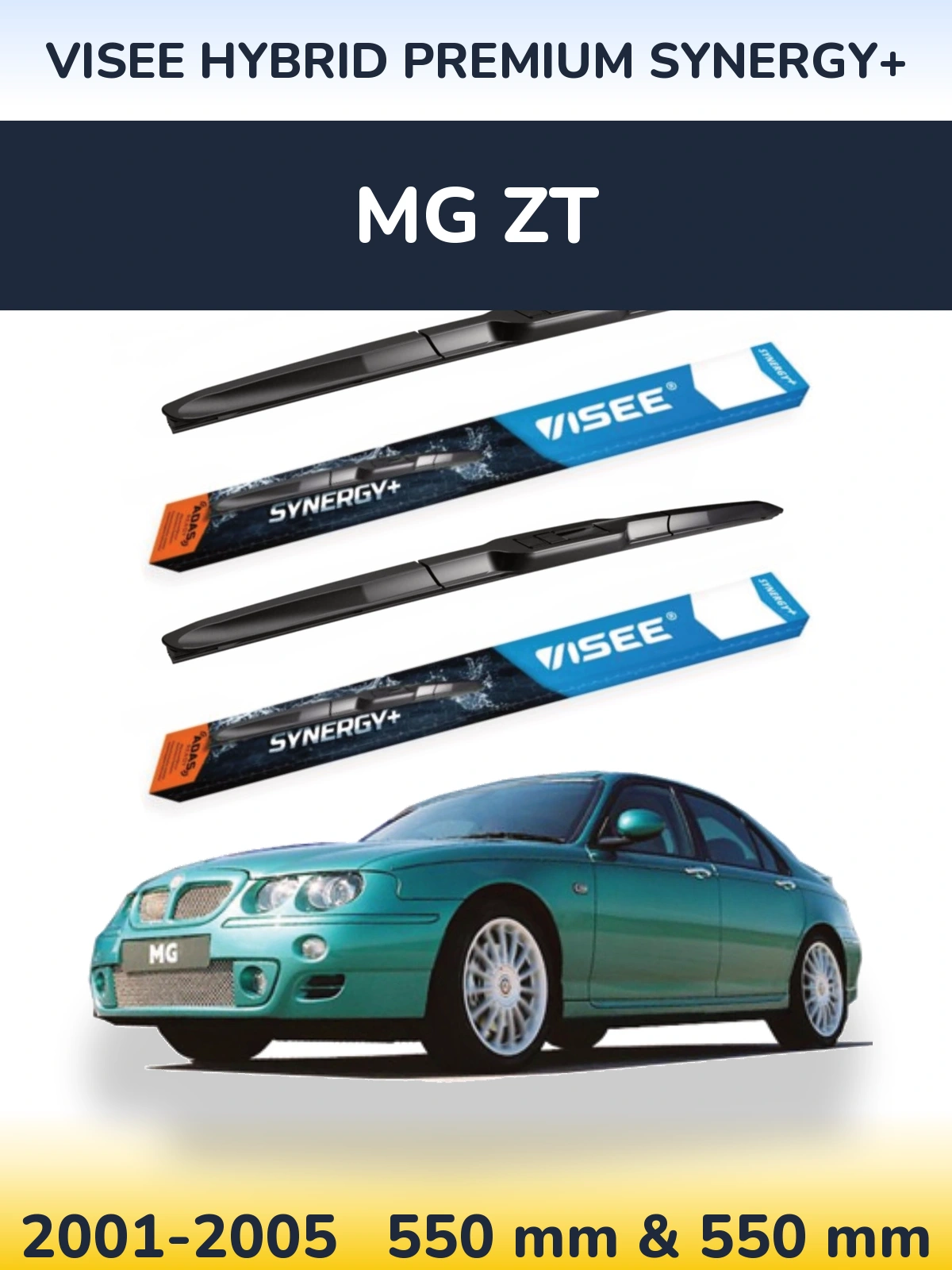 Komplet przednich wycieraczek VISEE HYBRID PREMIUM SYNERGY+ 550 & 550 mm do MG ZT 2001-2005