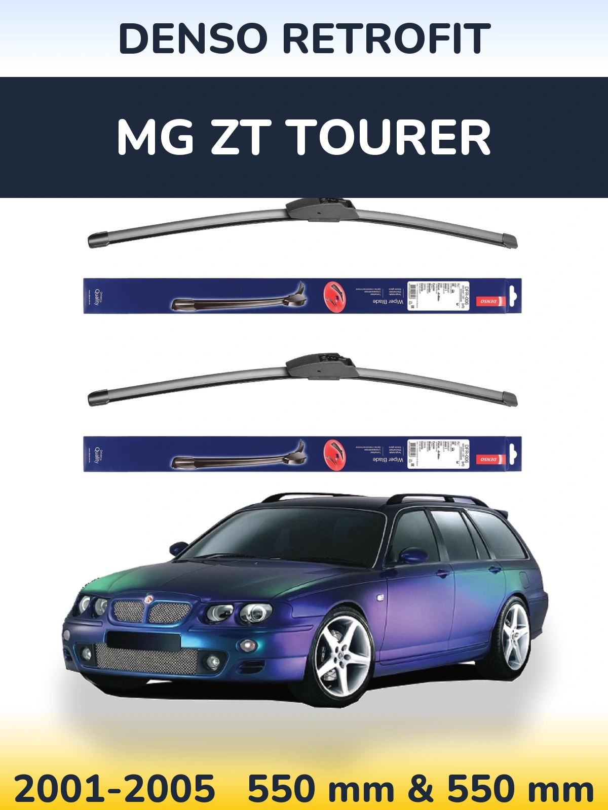 Комплект передних дворников Denso Retrofit 550 & 550 мм для MG ZT Tourer 2001-2005