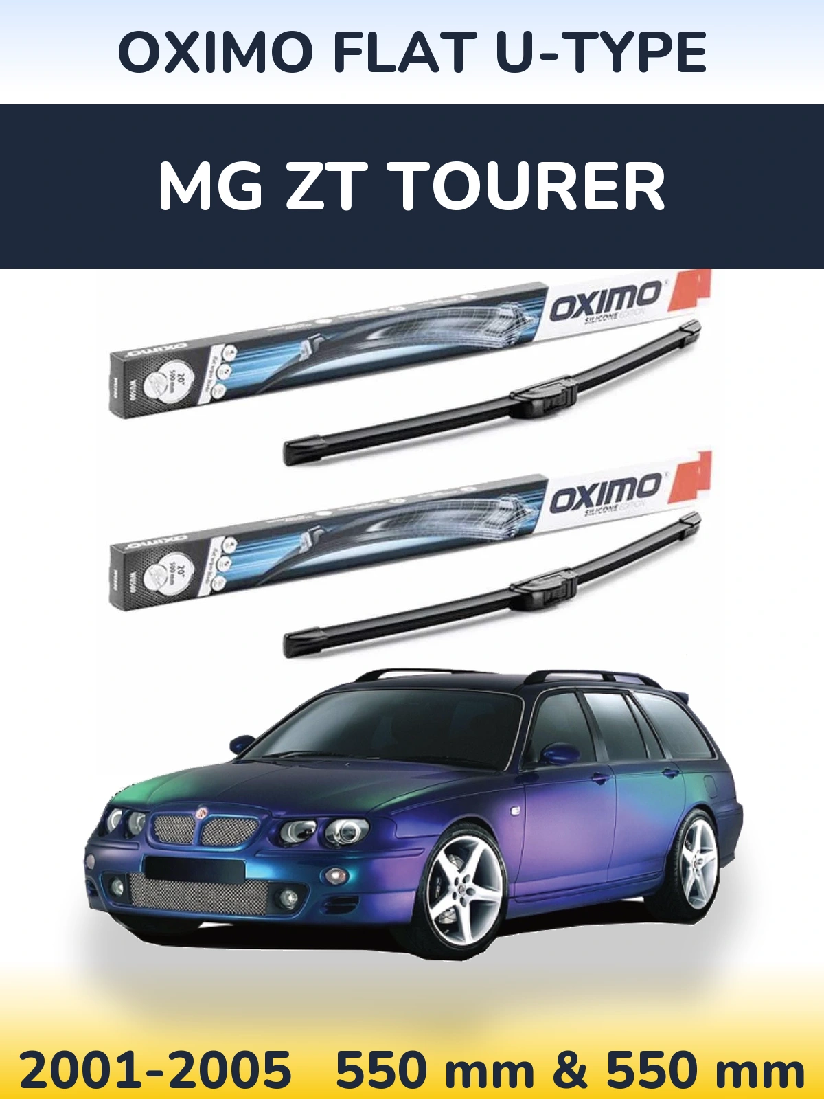 Komplet przednich wycieraczek Oximo Flat U-type 550 & 550 mm do MG ZT Tourer 2001-2005