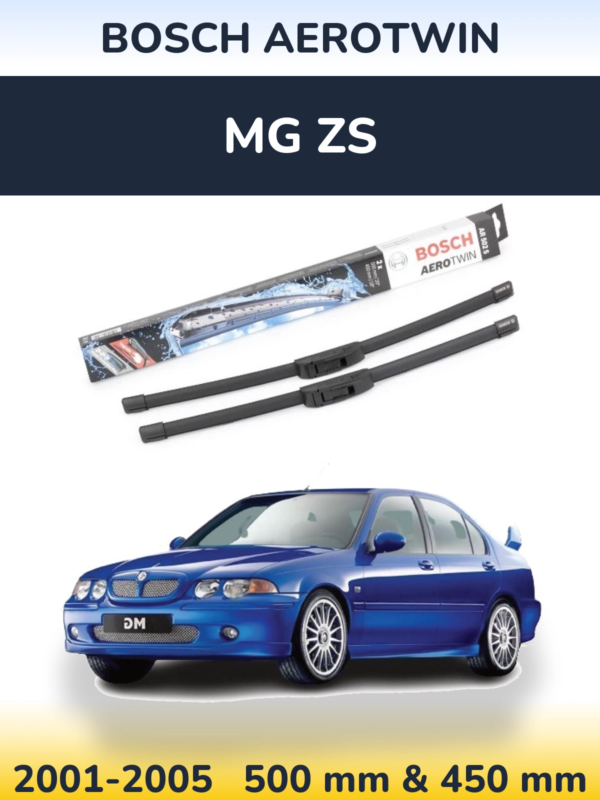 Komplet przednich wycieraczek BOSCH AeroTwin 500 & 450 mm do MG ZS 2001-2005