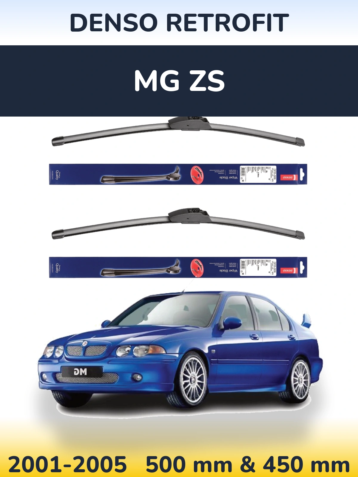 Komplet przednich wycieraczek Denso Retrofit 500 & 450 mm do MG ZS 2001-2005