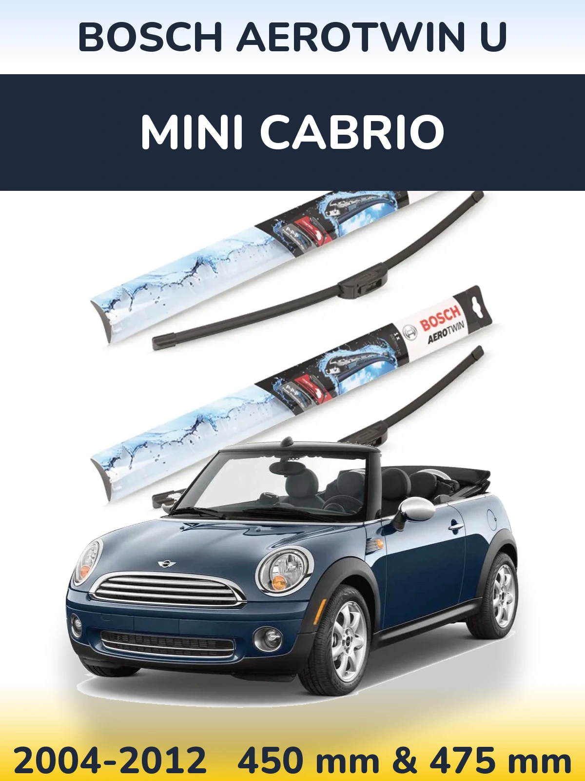 Komplet przednich wycieraczek BOSCH AeroTwin U 450 & 475 mm do MINI Cabrio 2004-2012