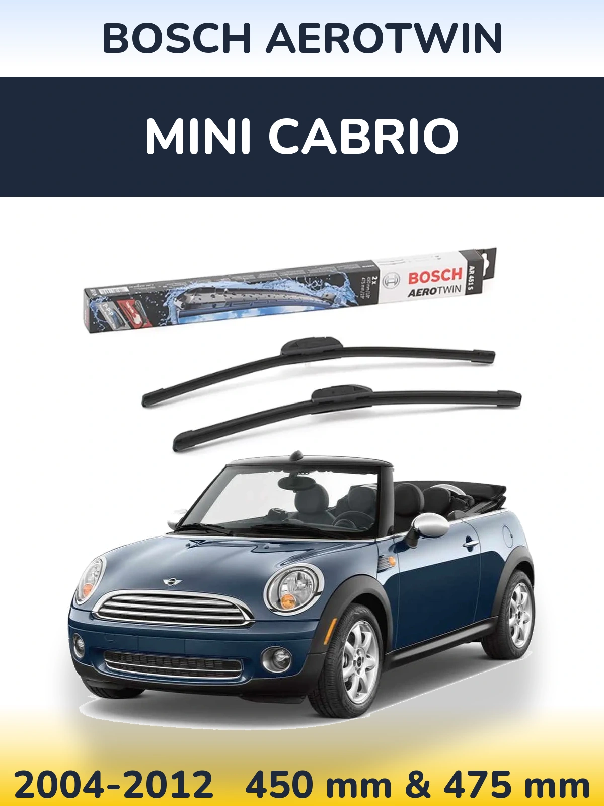 Komplet przednich wycieraczek BOSCH AeroTwin 450 & 475 mm do MINI Cabrio 2004-2012