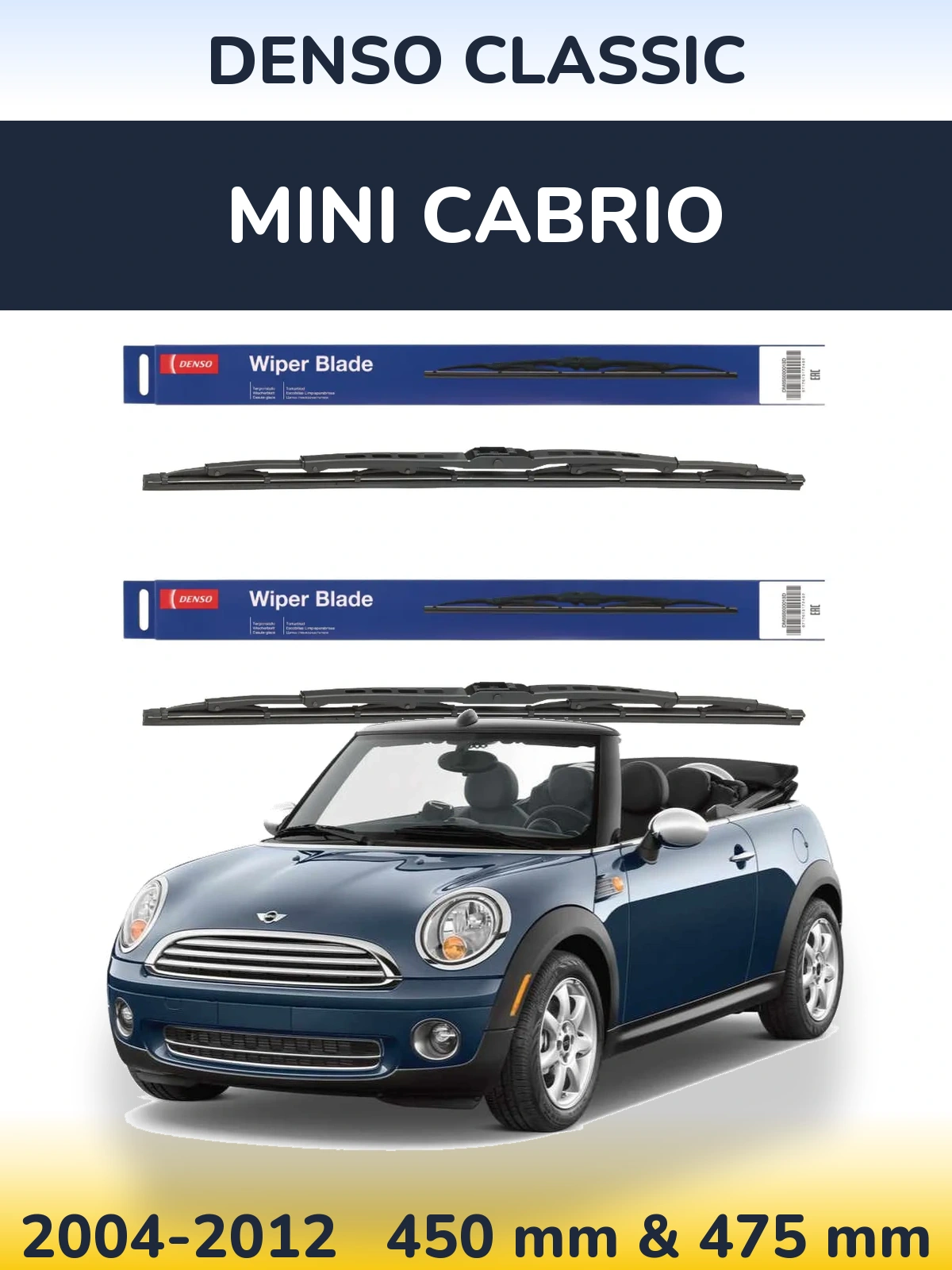 Komplet przednich wycieraczek Denso Classic 450 & 475 mm do MINI Cabrio 2004-2012