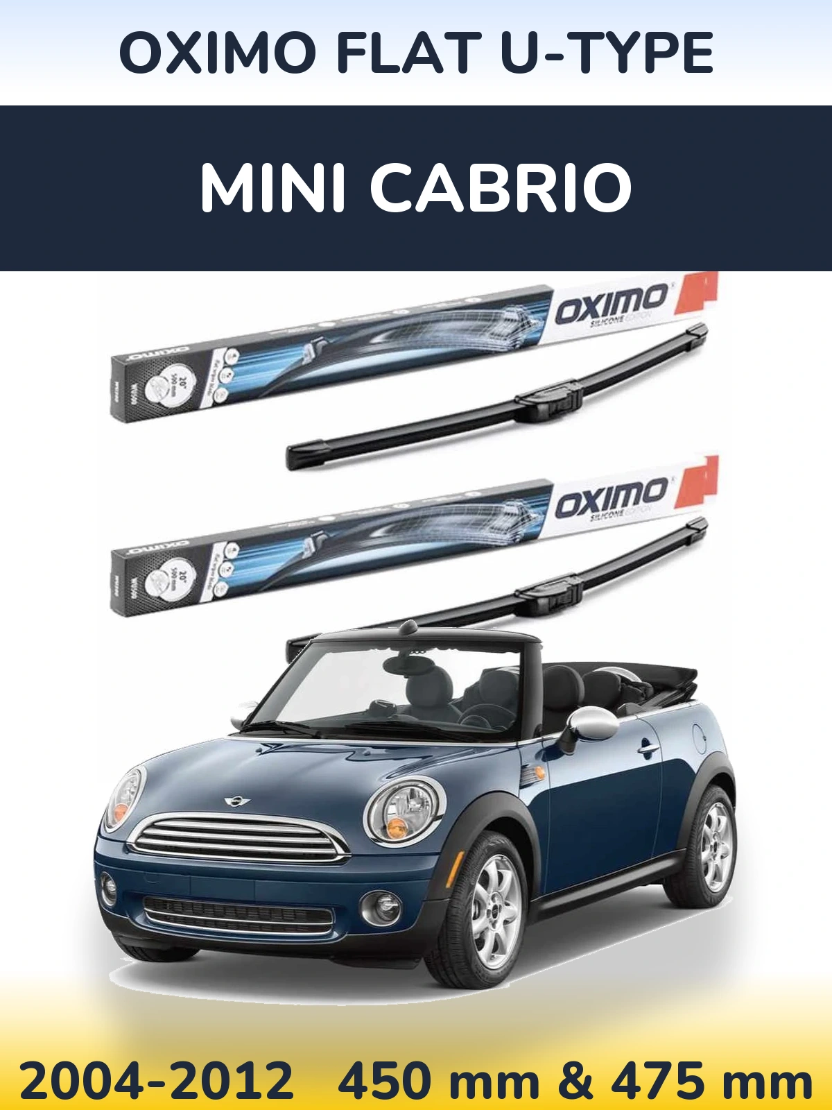 Komplet przednich wycieraczek Oximo Flat U-type 450 & 475 mm do MINI Cabrio 2004-2012