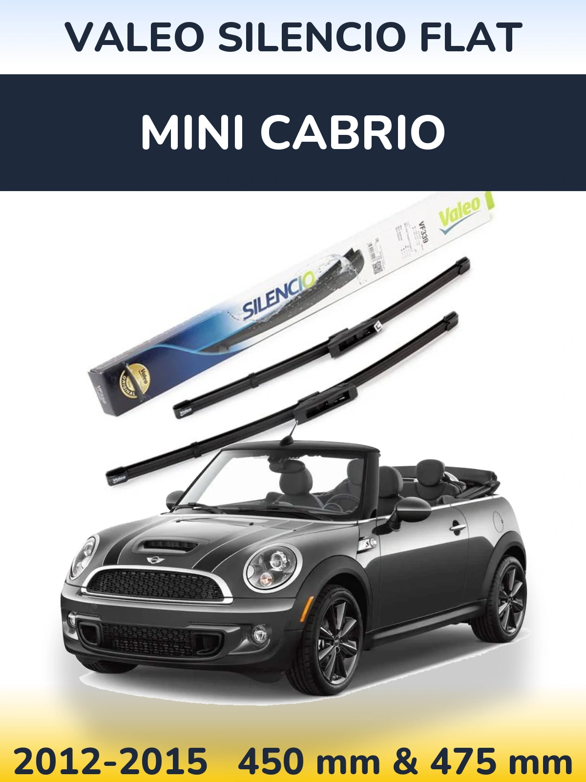 Комплект передних дворников Valeo Silencio Flat 450 & 475 мм для MINI Cabrio 2012-2015