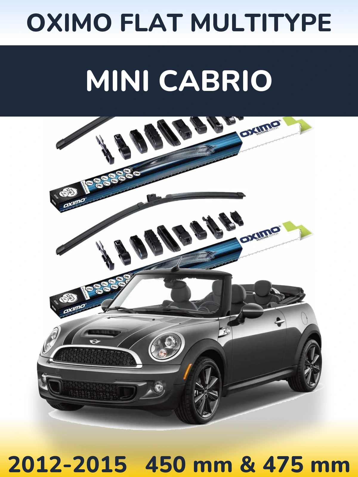 Komplet przednich wycieraczek Oximo Flat MultiType 450 & 475 mm do MINI Cabrio 2012-2015