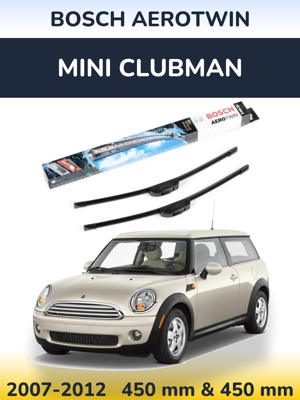 Komplet przednich wycieraczek BOSCH AeroTwin 450 & 450 mm do MINI Clubman 2007-2012