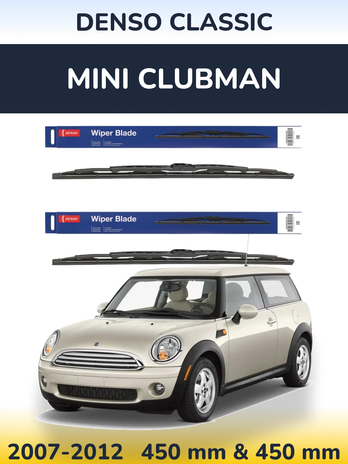 Komplet przednich wycieraczek Denso Classic 450 & 450 mm do MINI Clubman 2007-2012