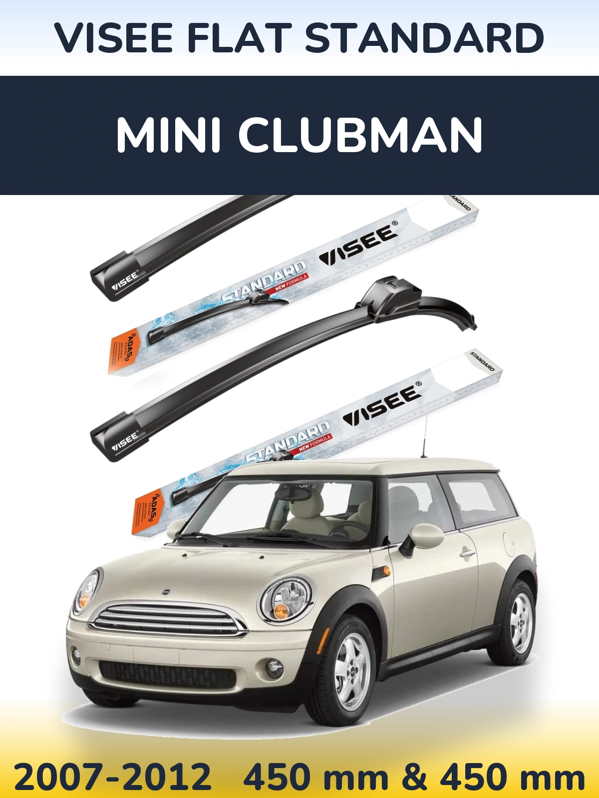 Комплект передних дворников VISEE FLAT STANDARD 450 & 450 мм для MINI Clubman 2007-2012
