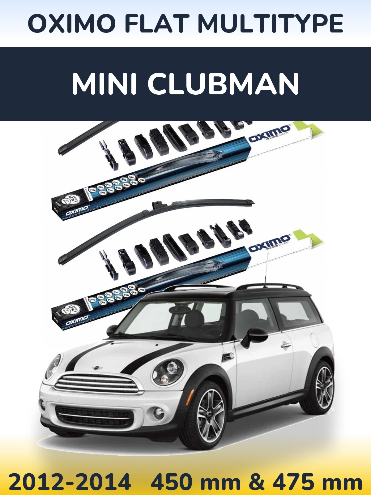 Komplet przednich wycieraczek Oximo Flat MultiType 450 & 475 mm do MINI Clubman 2012-2014