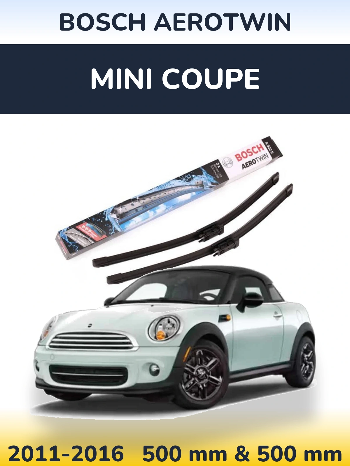 Комплект передних дворников BOSCH AeroTwin 500 & 500 мм для MINI Coupe 2011-2016