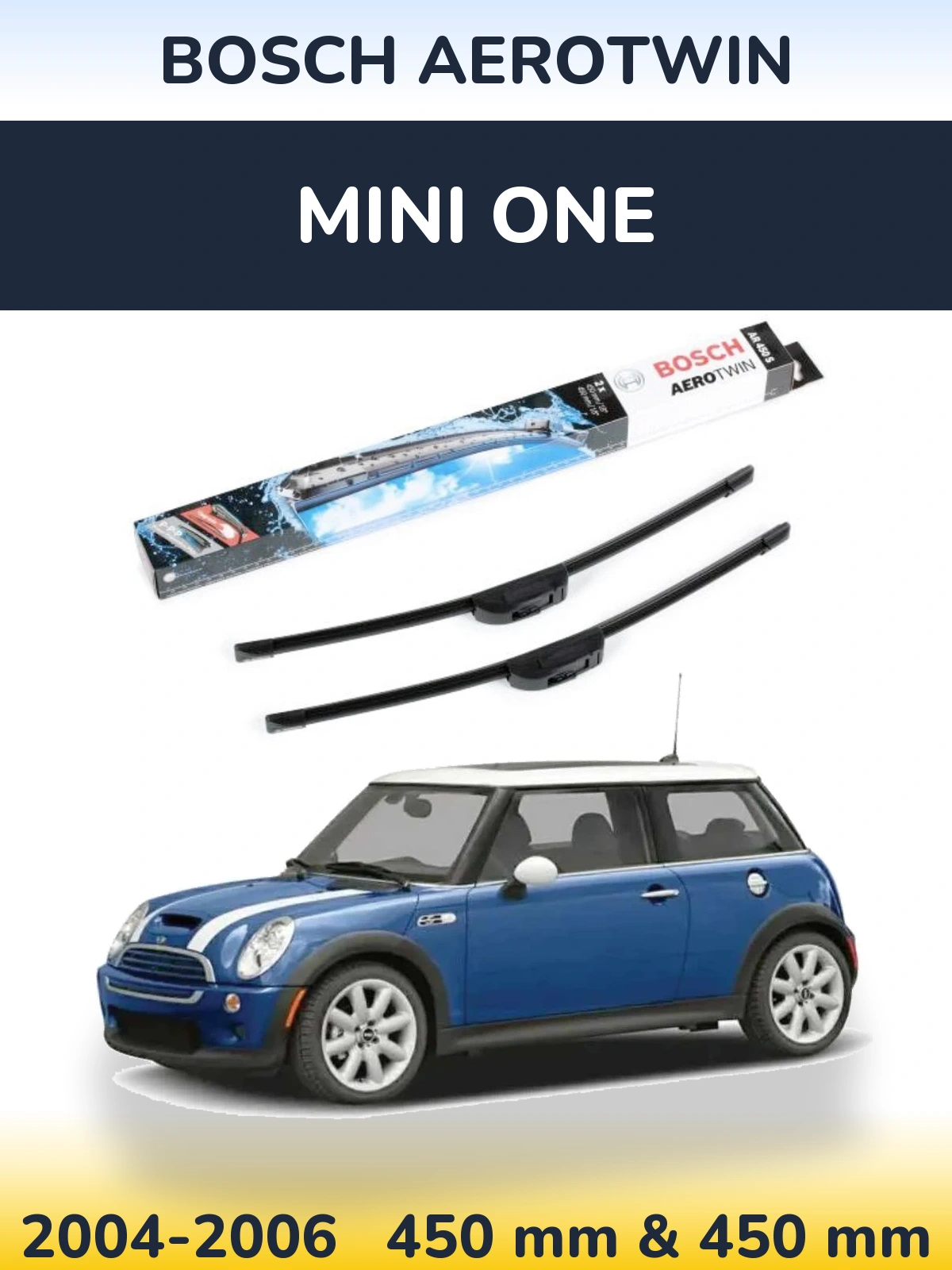Комплект передних дворников BOSCH AeroTwin 450 & 450 мм для MINI One 2004-2006