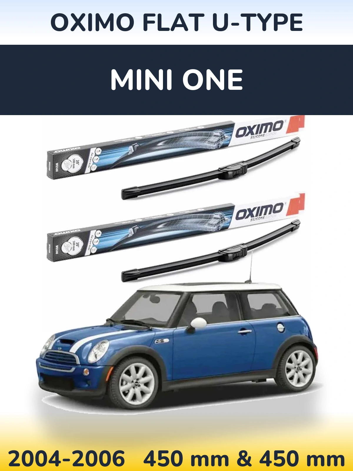 Комплект передних дворников Oximo Flat U-type 450 & 450 мм для MINI One 2004-2006