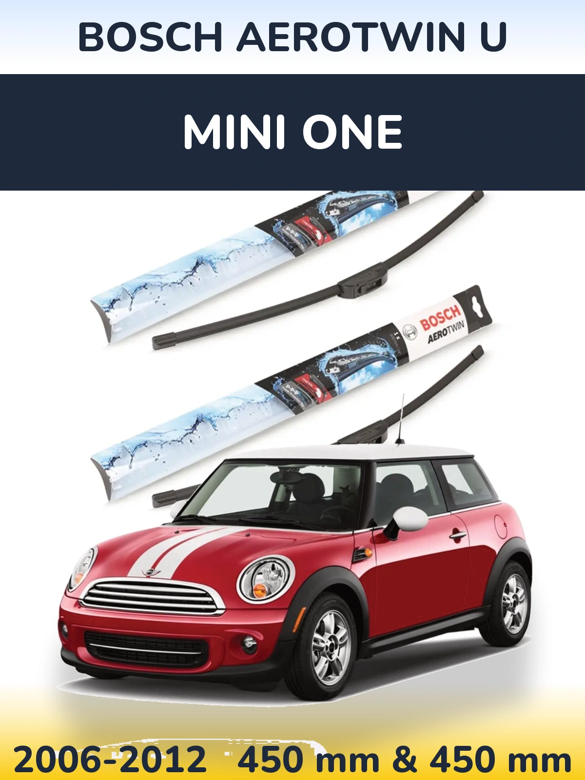 Комплект передних дворников BOSCH AeroTwin U 450 & 450 мм для MINI One 2006-2012