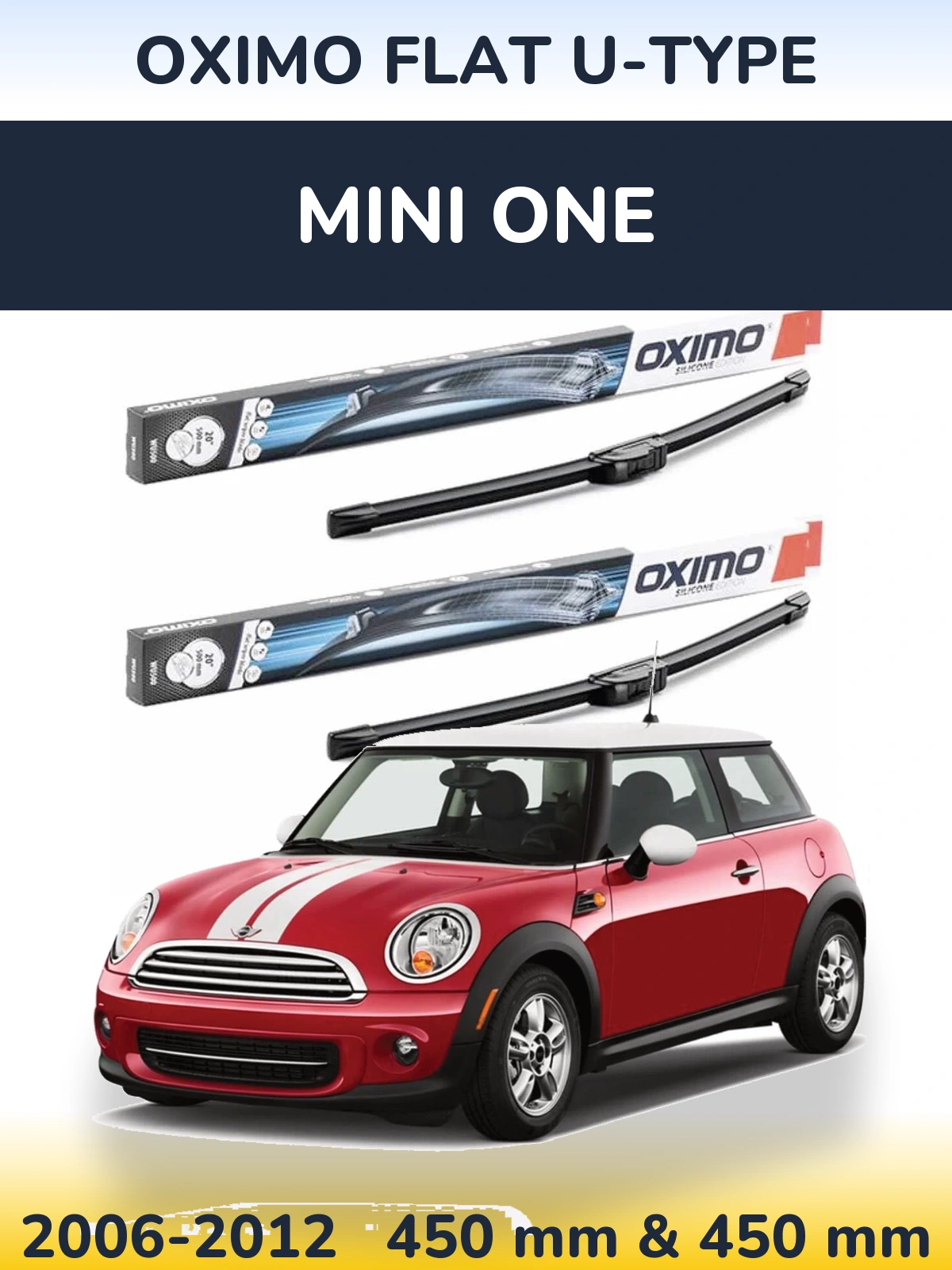 Комплект передних дворников Oximo Flat U-type 450 & 450 мм для MINI One 2006-2012