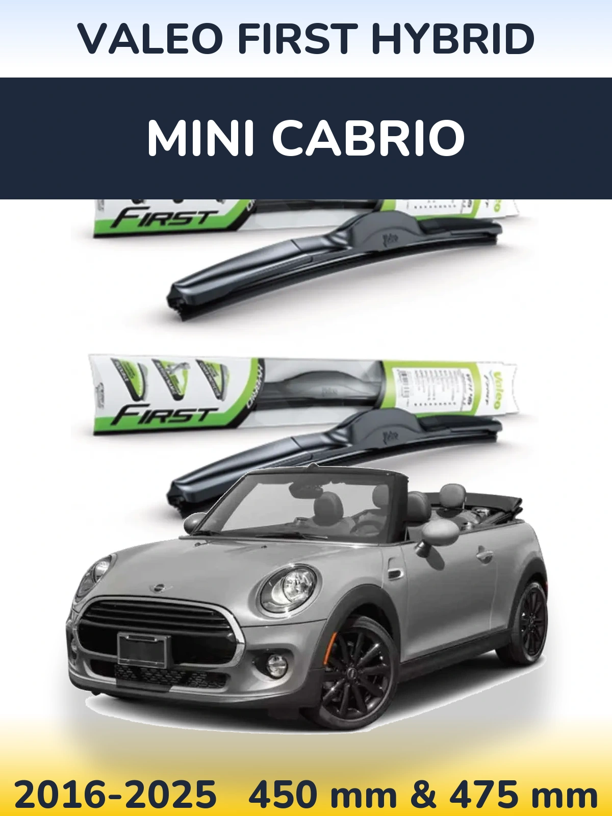 Komplet przednich wycieraczek Valeo First Hybrid 450 & 475 mm do MINI Cabrio 2016-2025