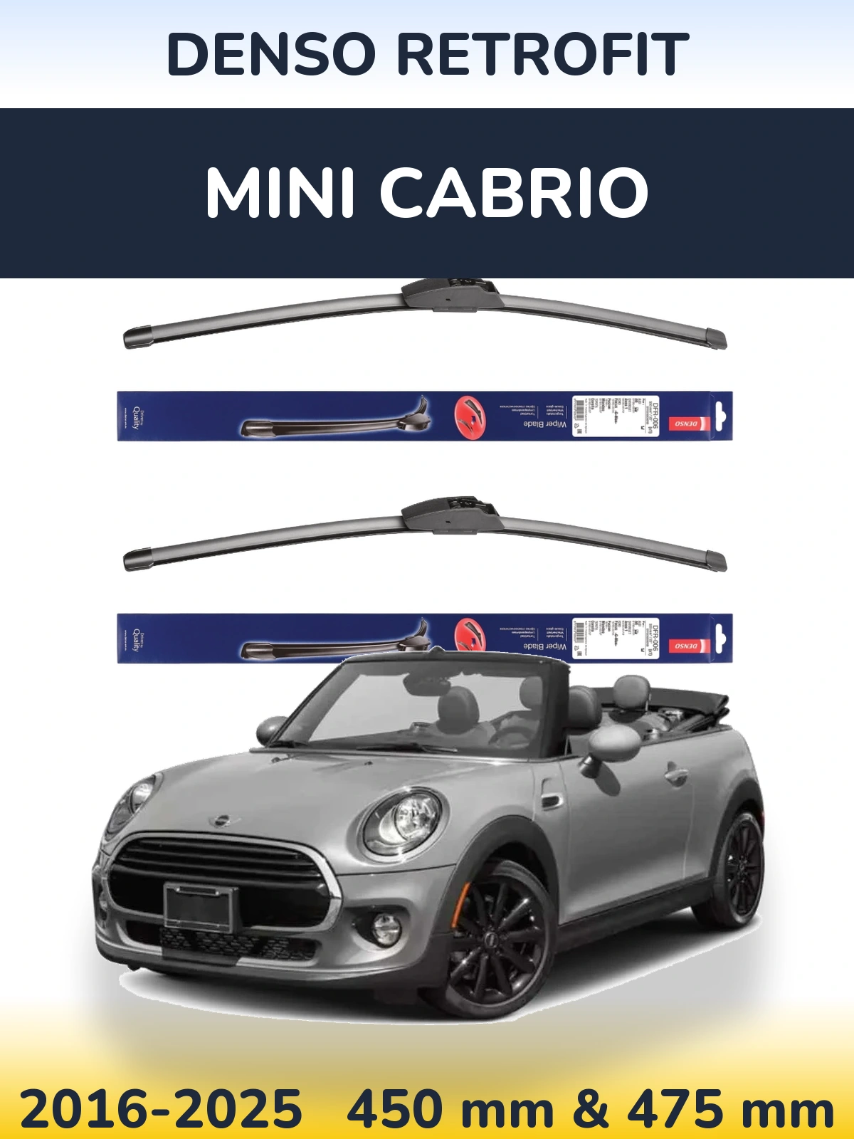 Комплект передних дворников Denso Retrofit 450 & 475 мм для MINI Cabrio 2016-2025
