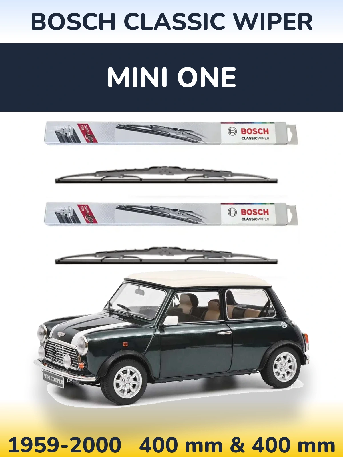Комплект передних дворников BOSCH Classic Wiper 400 & 400 мм для MINI One 1959-2000