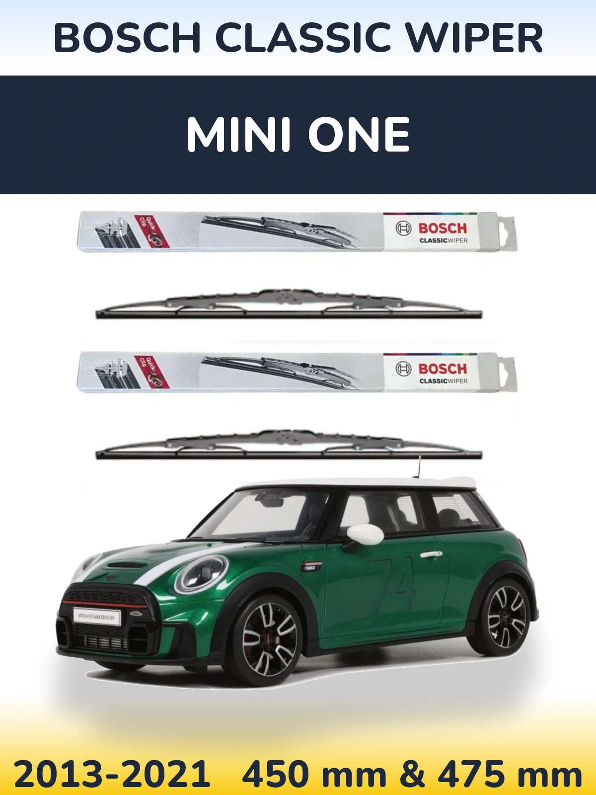 Комплект передних дворников BOSCH Classic Wiper 450 & 475 мм для MINI One 2013-2021