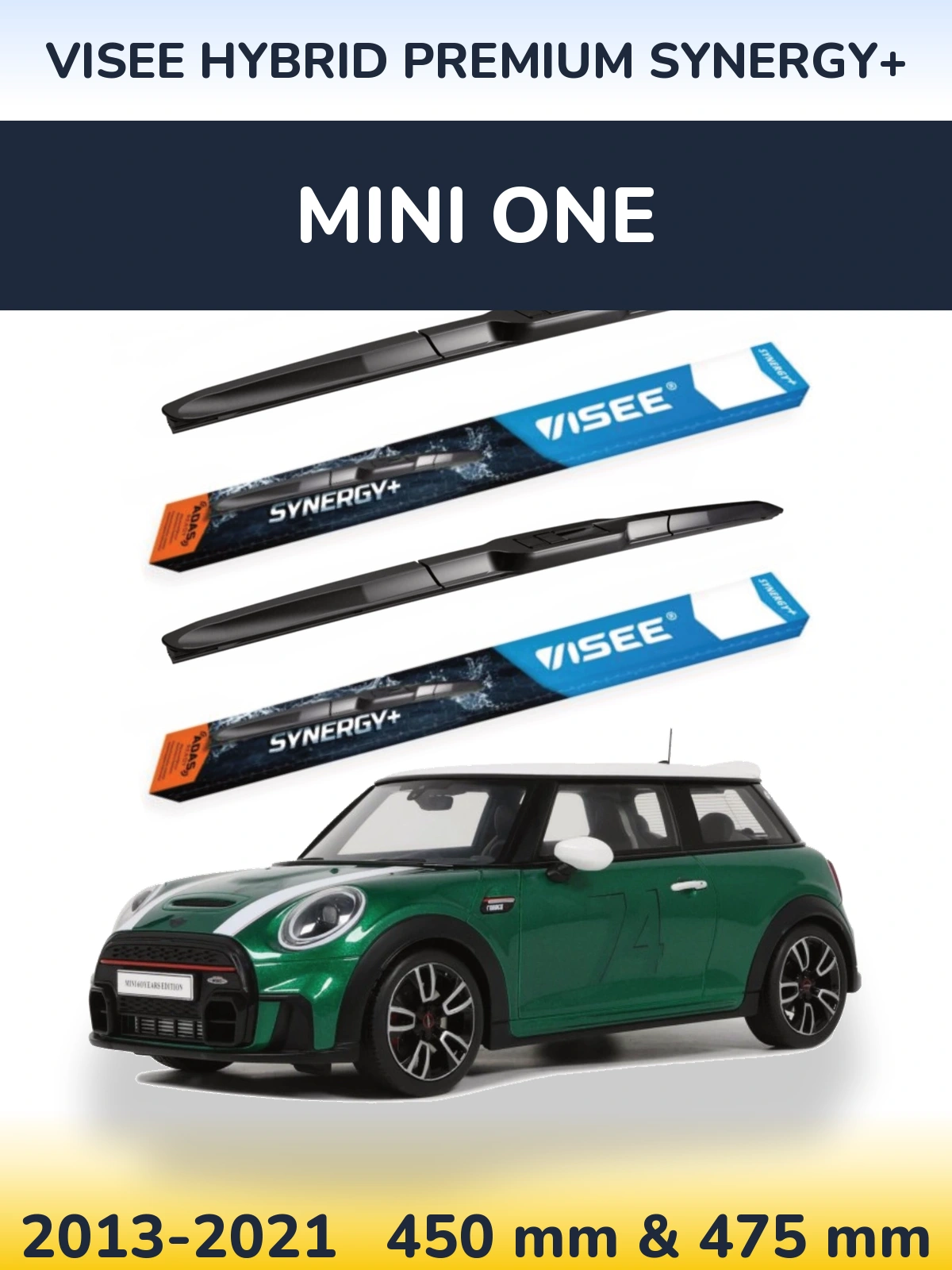 Komplet przednich wycieraczek VISEE HYBRID PREMIUM SYNERGY+ 450 & 475 mm do MINI One 2013-2021