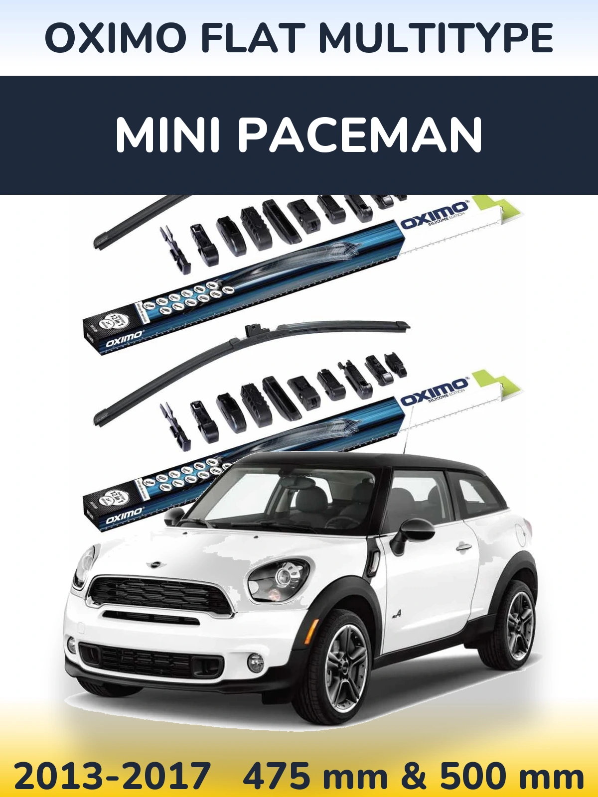 Комплект передних дворников Oximo Flat MultiТипe 475 & 500 мм для MINI Paceman 2013-2017
