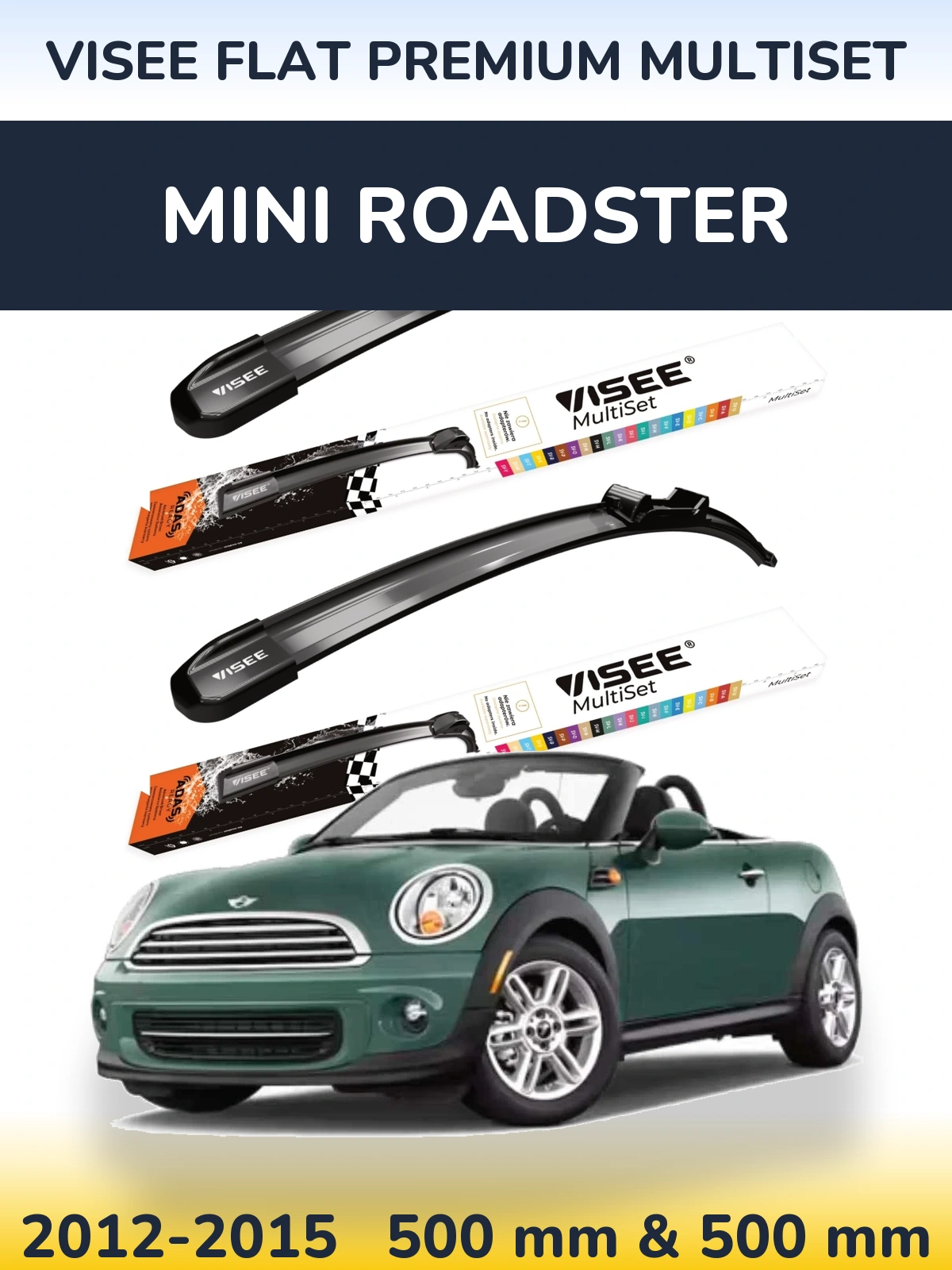 Комплект передних дворников VISEE FLAT PREMIUM MultiSet 500 & 500 мм для MINI Roadster 2012-2015