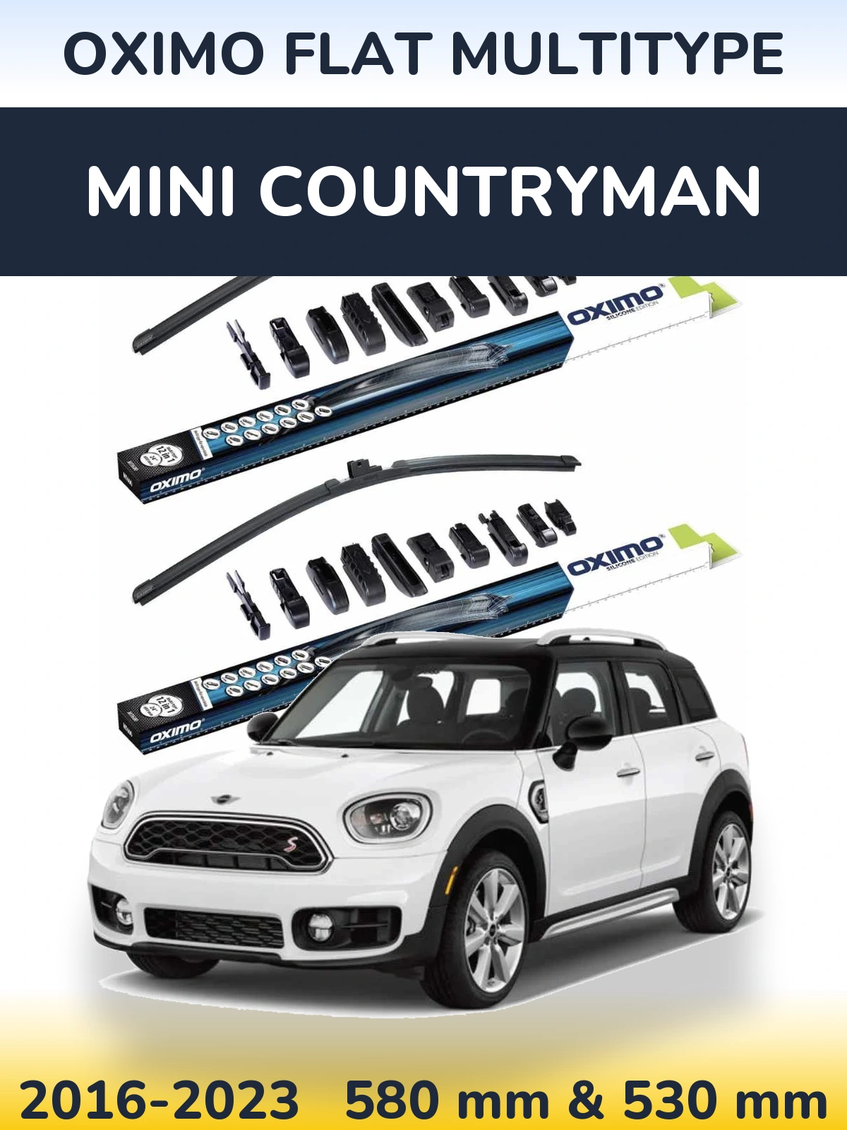 Komplet przednich wycieraczek Oximo Flat MultiType 580 & 530 mm do MINI Countryman 2016-2023