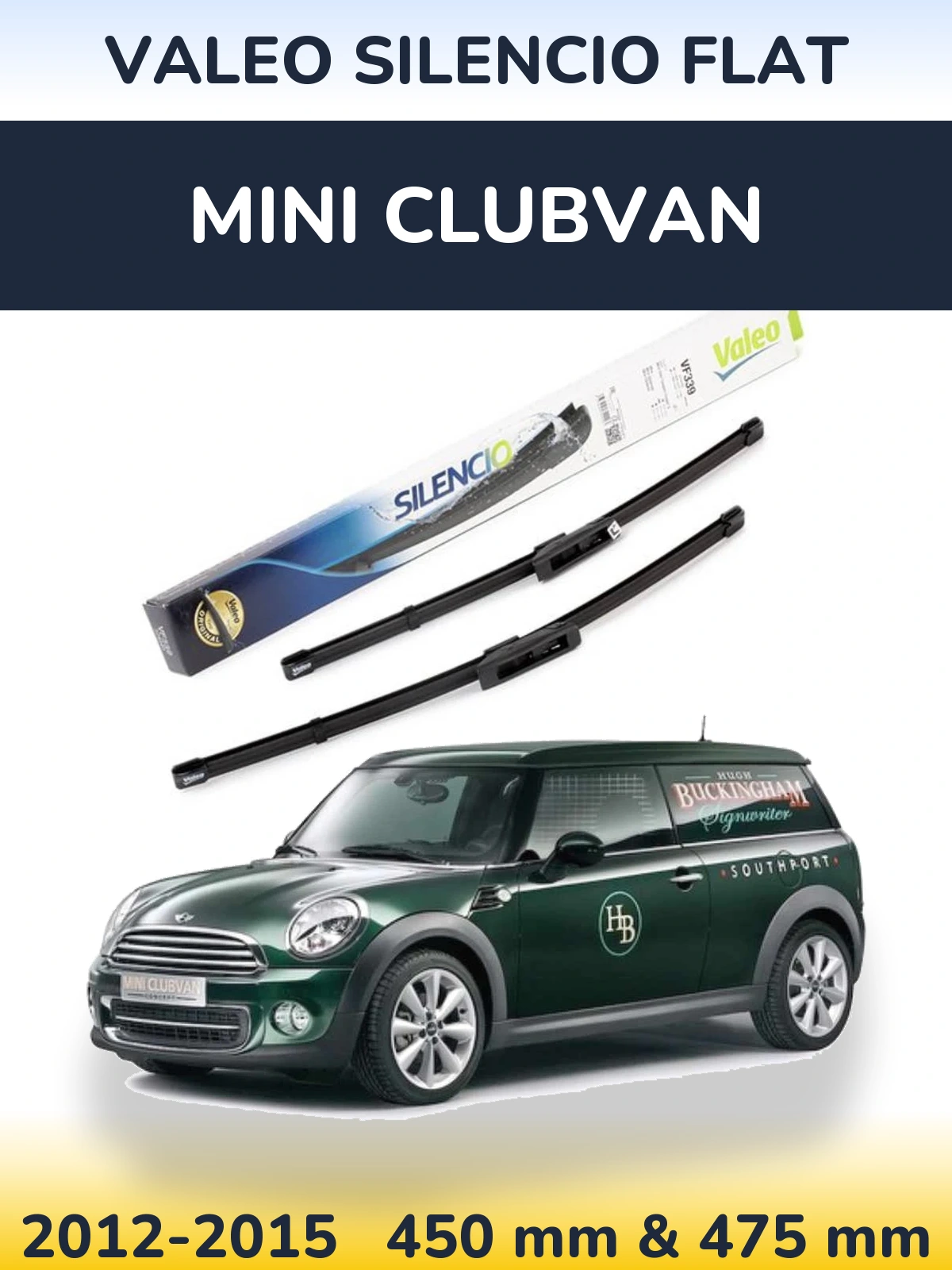 Komplet przednich wycieraczek Valeo Silencio Flat 450 & 475 mm do MINI Clubvan 2012-2015