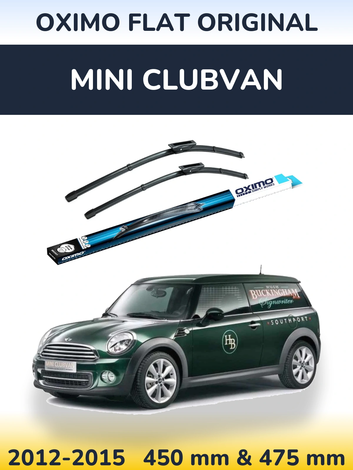 Komplet przednich wycieraczek Oximo Flat Original 450 & 475 mm do MINI Clubvan 2012-2015