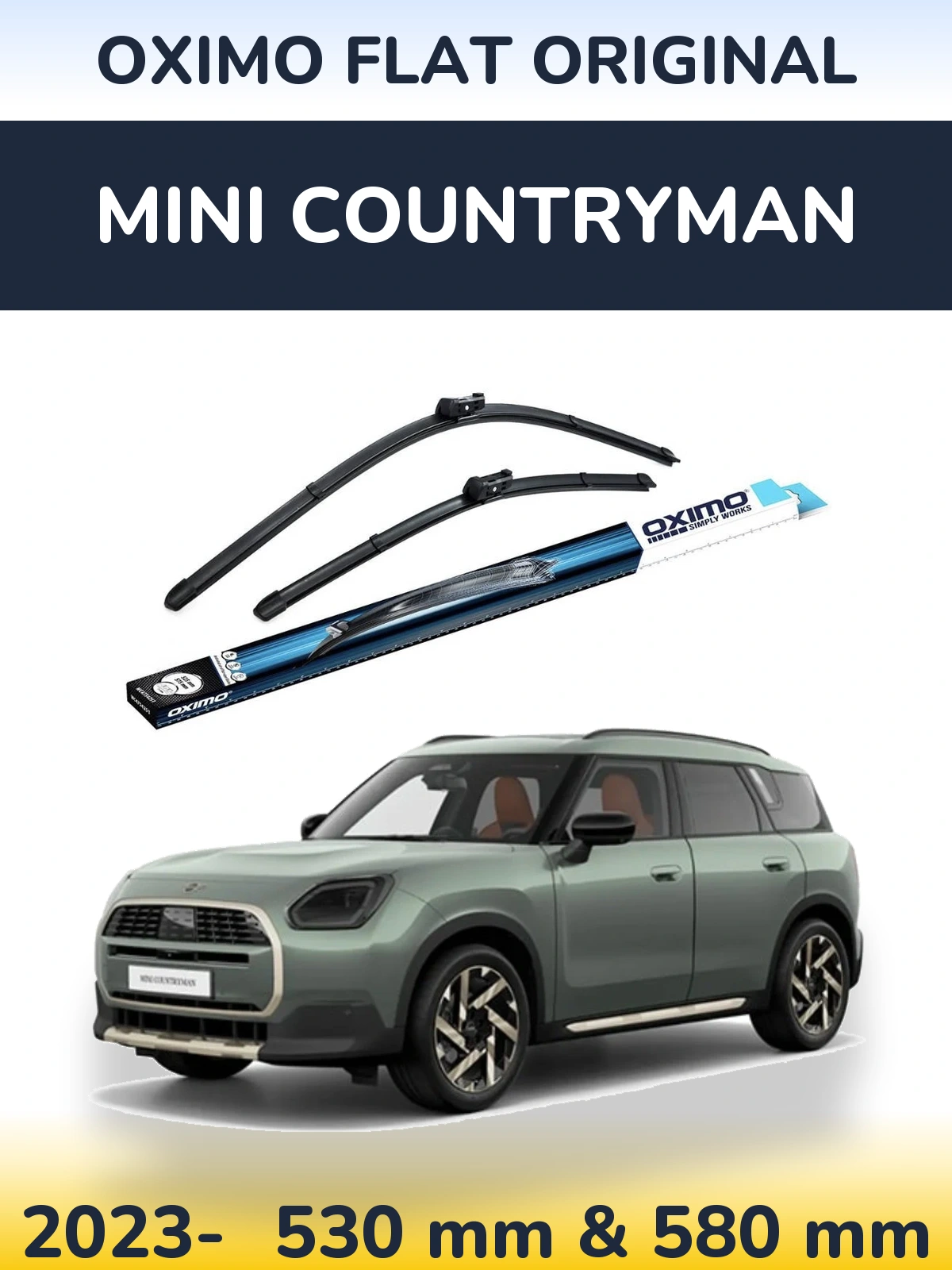 Комплект передних дворников Oximo Flat Original 530 & 580 мм для MINI Countryman 2023-2026