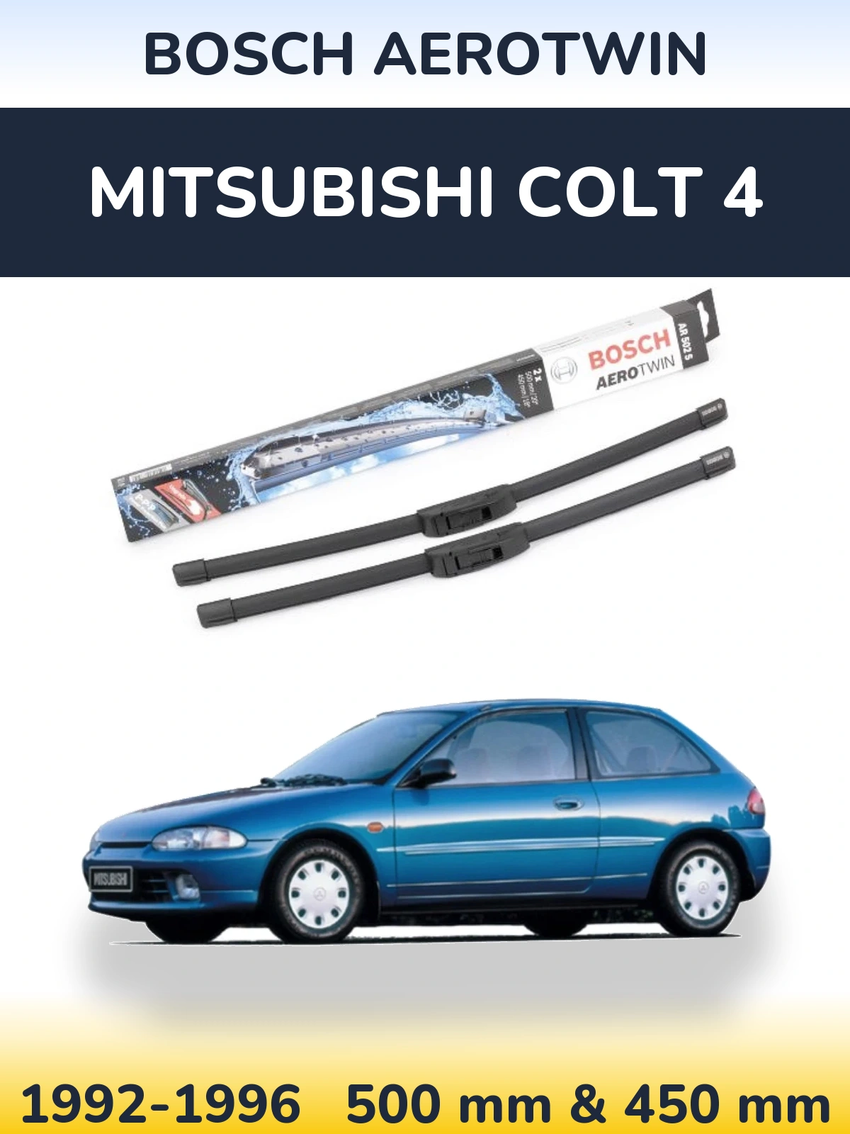 Komplet przednich wycieraczek BOSCH AeroTwin 500 & 450 mm do Mitsubishi Colt 4 1992-1996