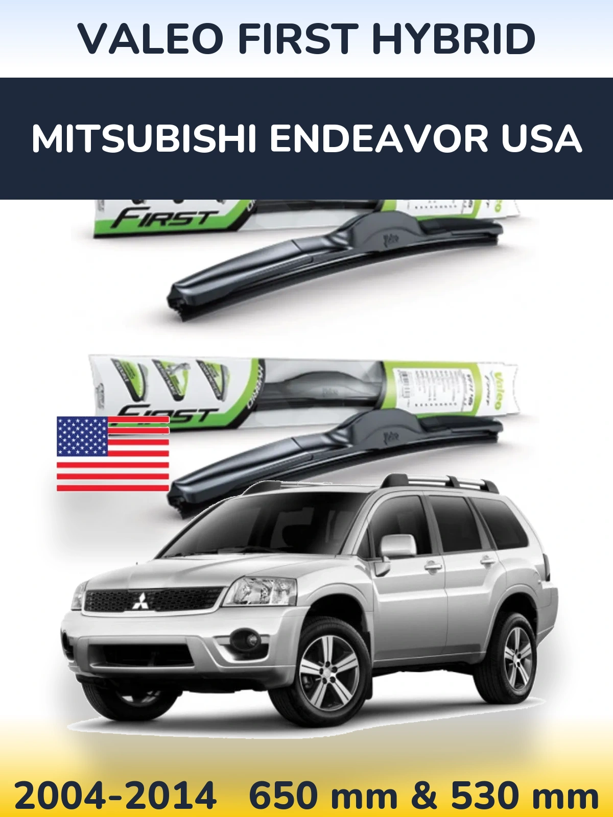 Komplet przednich wycieraczek Valeo First Hybrid 650 & 530 mm do Mitsubishi Endeavor USA 2004-2014