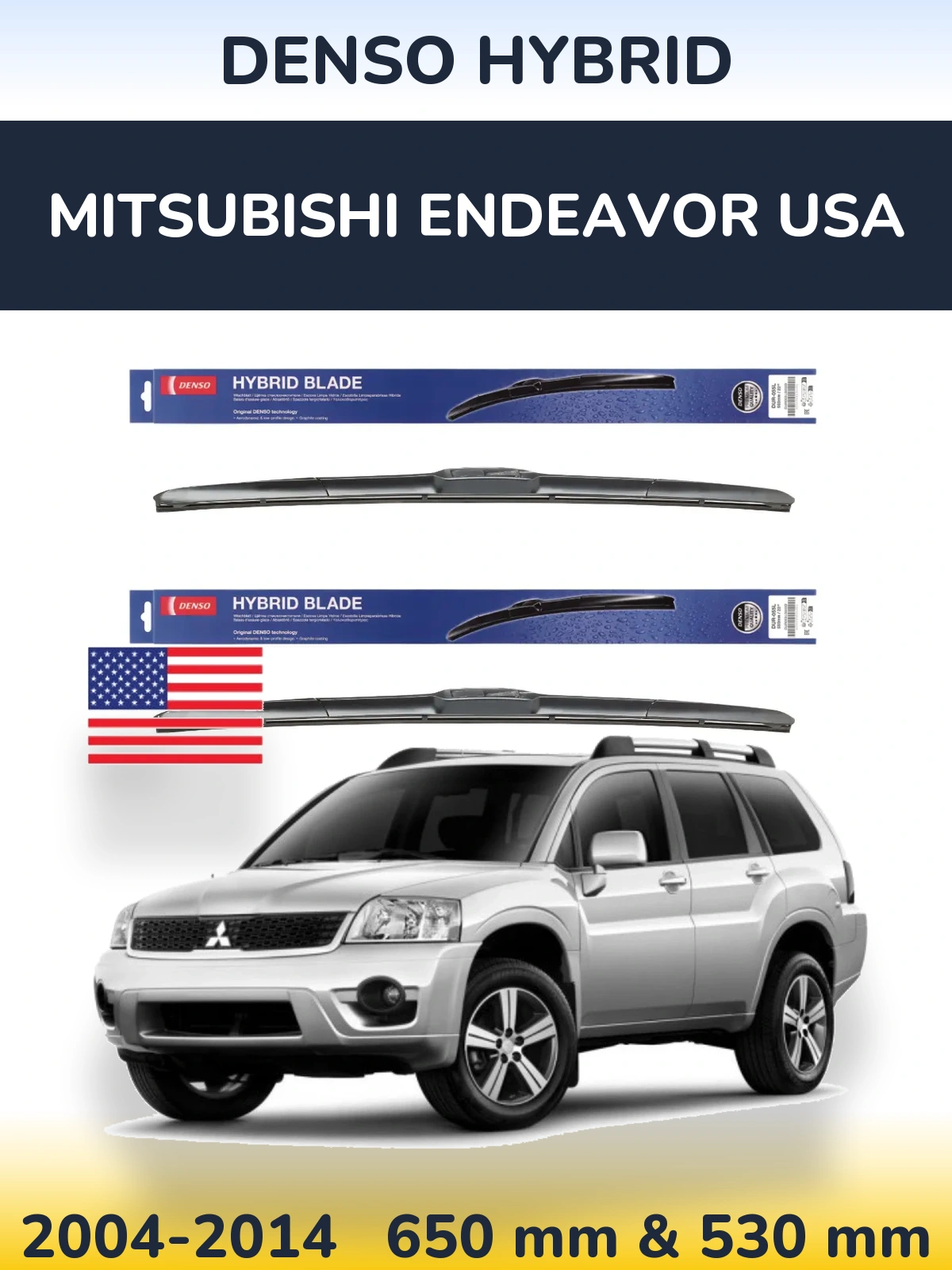 Комплект передних дворников Denso Hybrid 650 & 530 мм для Mitsubishi Endeavor USA 2004-2014