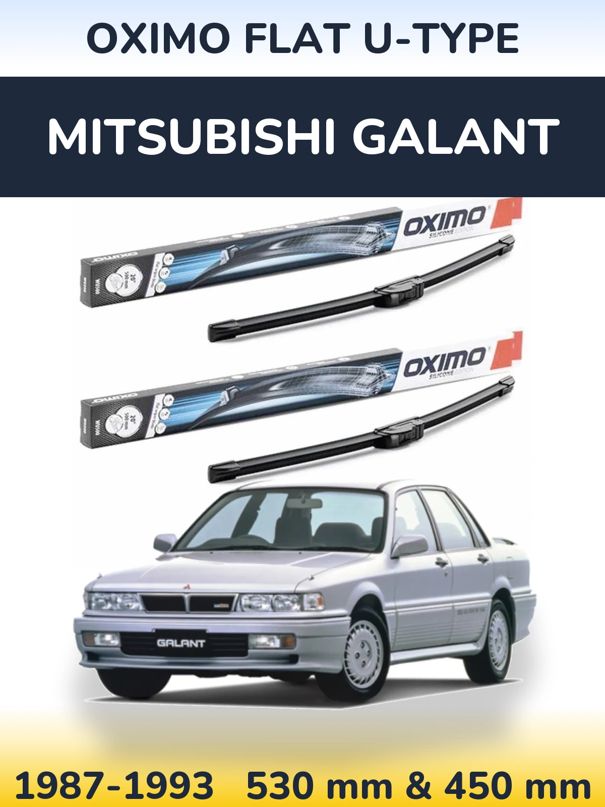 Komplet przednich wycieraczek Oximo Flat U-type 530 & 450 mm do Mitsubishi Galant 1987-1993