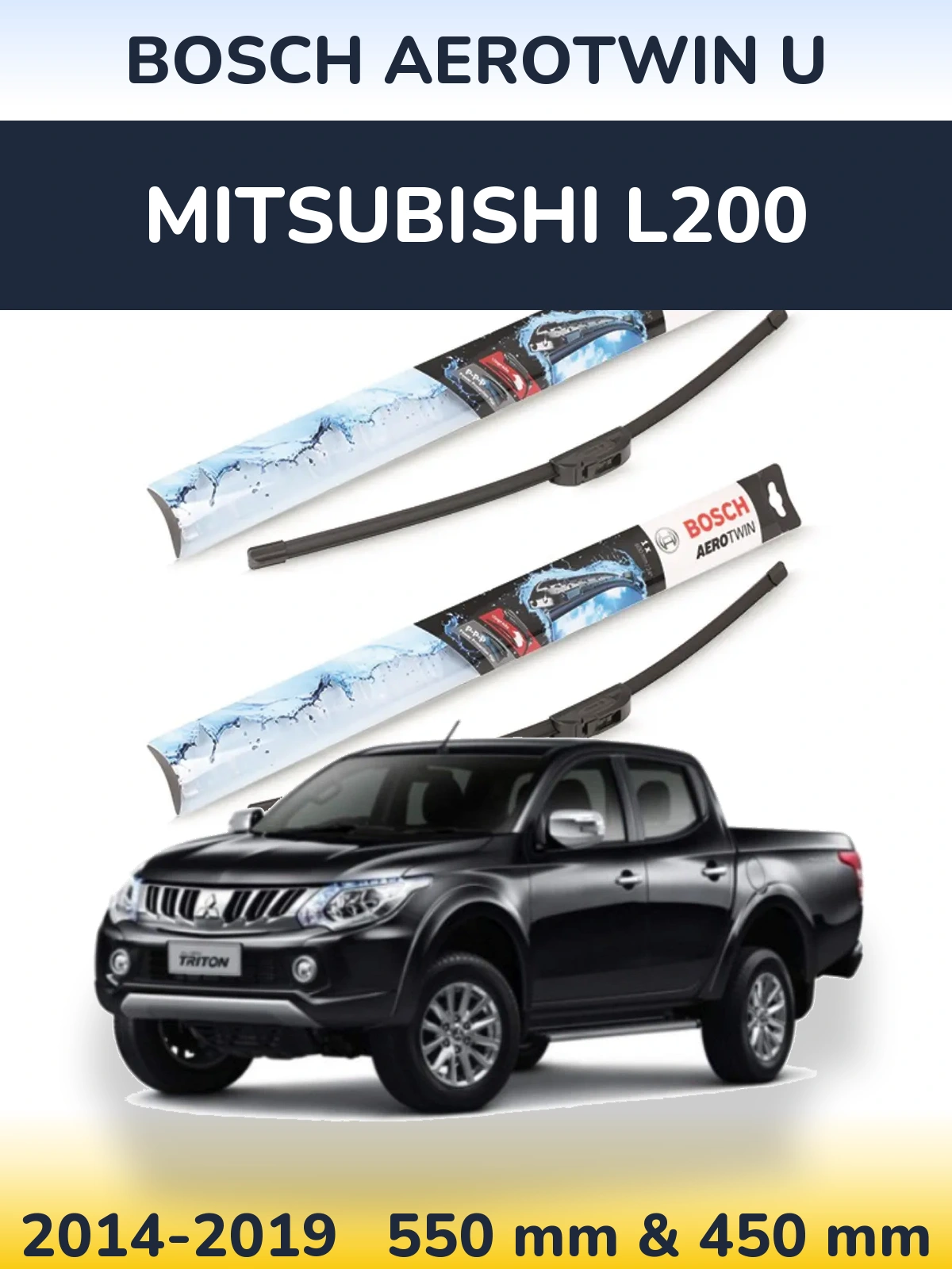 Komplet przednich wycieraczek BOSCH AeroTwin U 550 & 450 mm do Mitsubishi L200 2014-2019