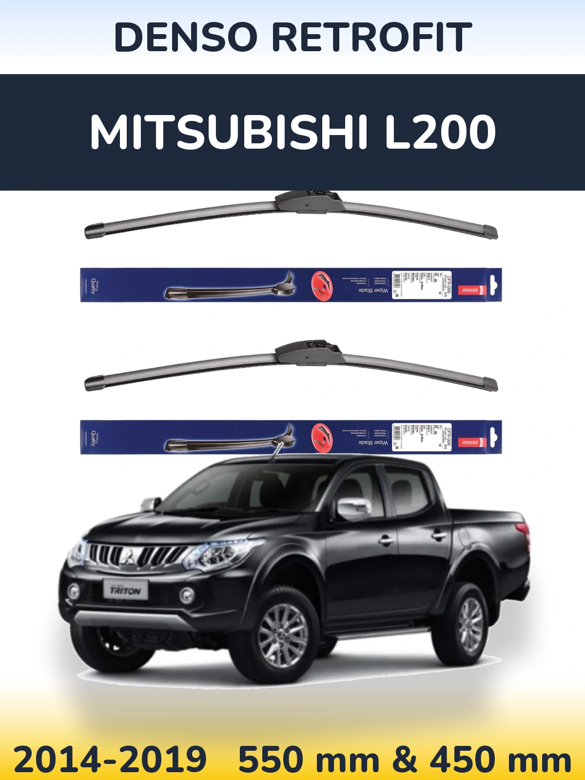 Komplet przednich wycieraczek Denso Retrofit 550 & 450 mm do Mitsubishi L200 2014-2019
