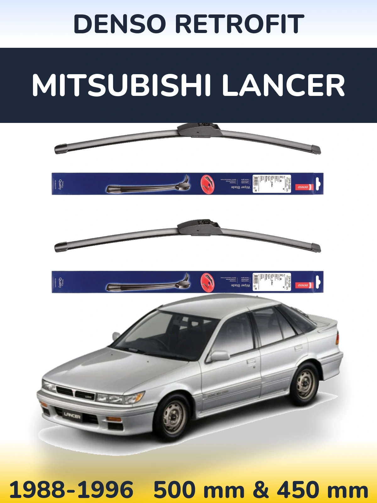 Komplet przednich wycieraczek Denso Retrofit 500 & 450 mm do Mitsubishi Lancer 1988-1996