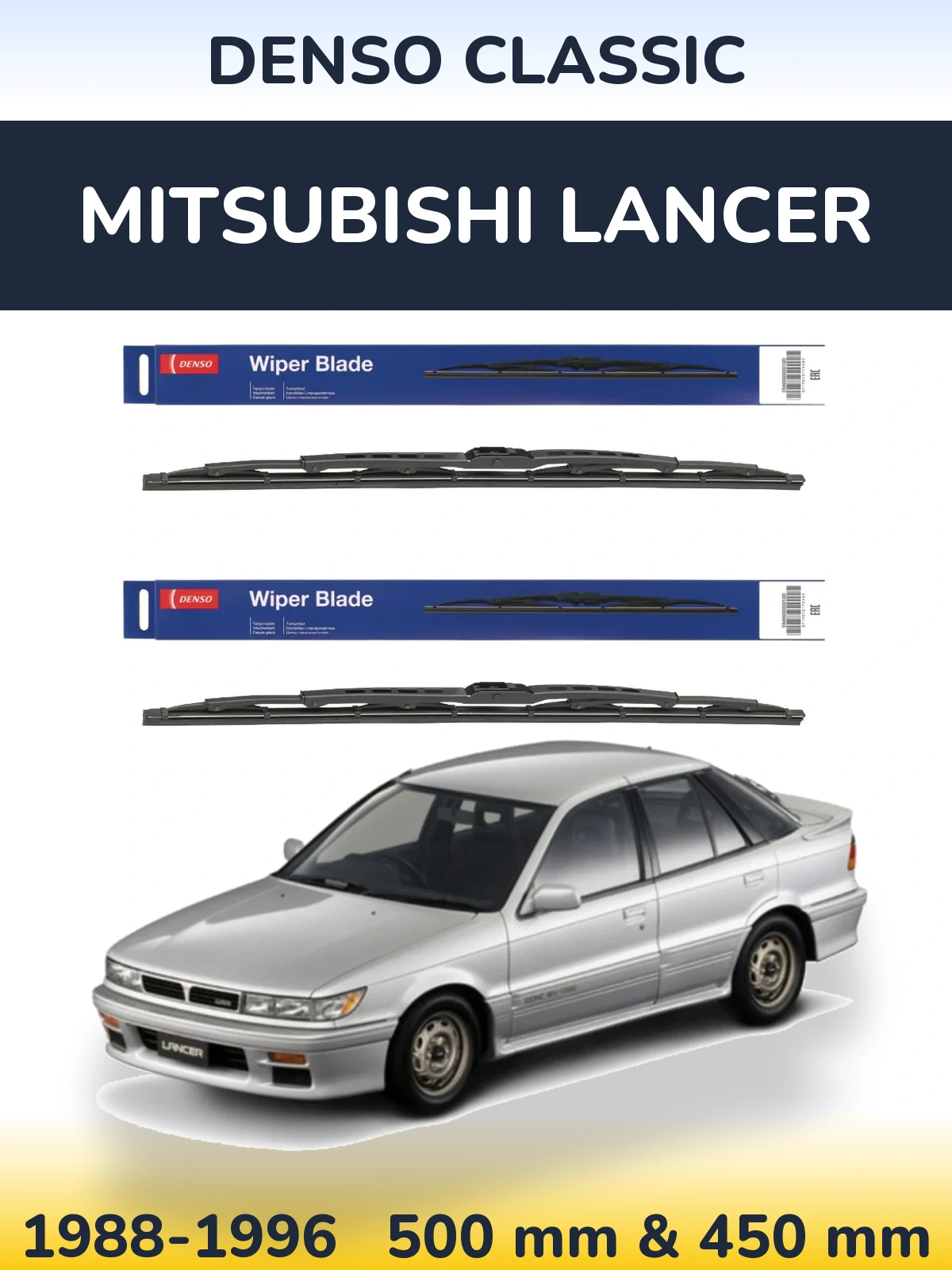 Komplet przednich wycieraczek Denso Classic 500 & 450 mm do Mitsubishi Lancer 1988-1996