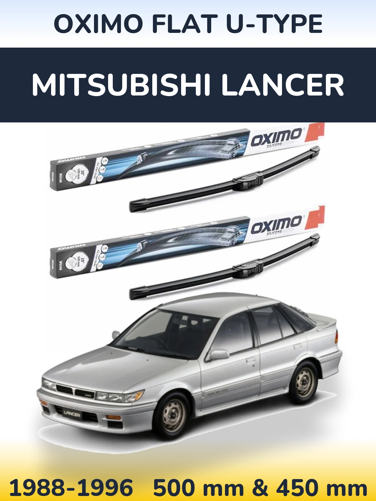 Komplet przednich wycieraczek Oximo Flat U-type 500 & 450 mm do Mitsubishi Lancer 1988-1996